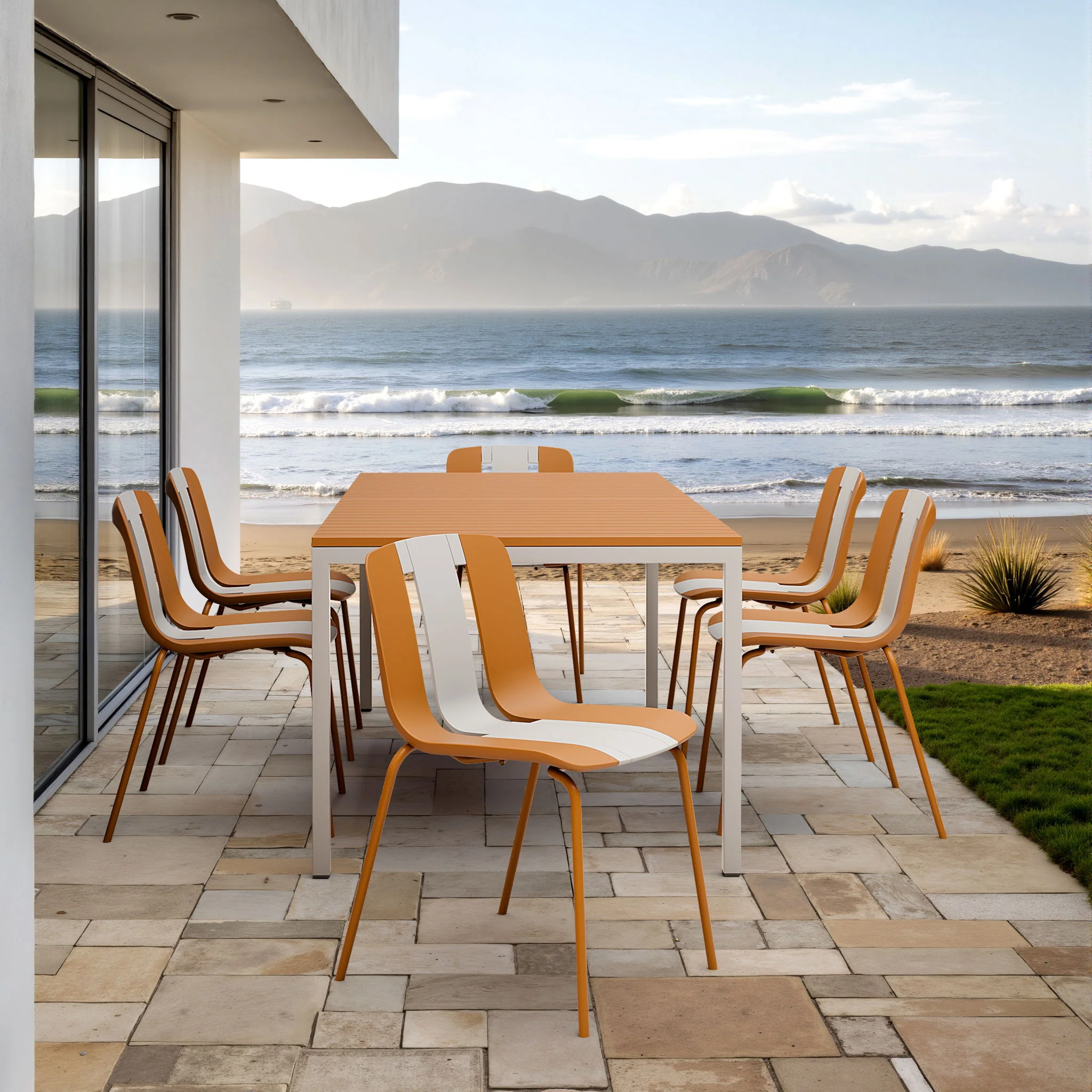 Modern Striped Blocking Single Chairs, Waterproof And Fade Resistant (Set of 4) - Image 15
