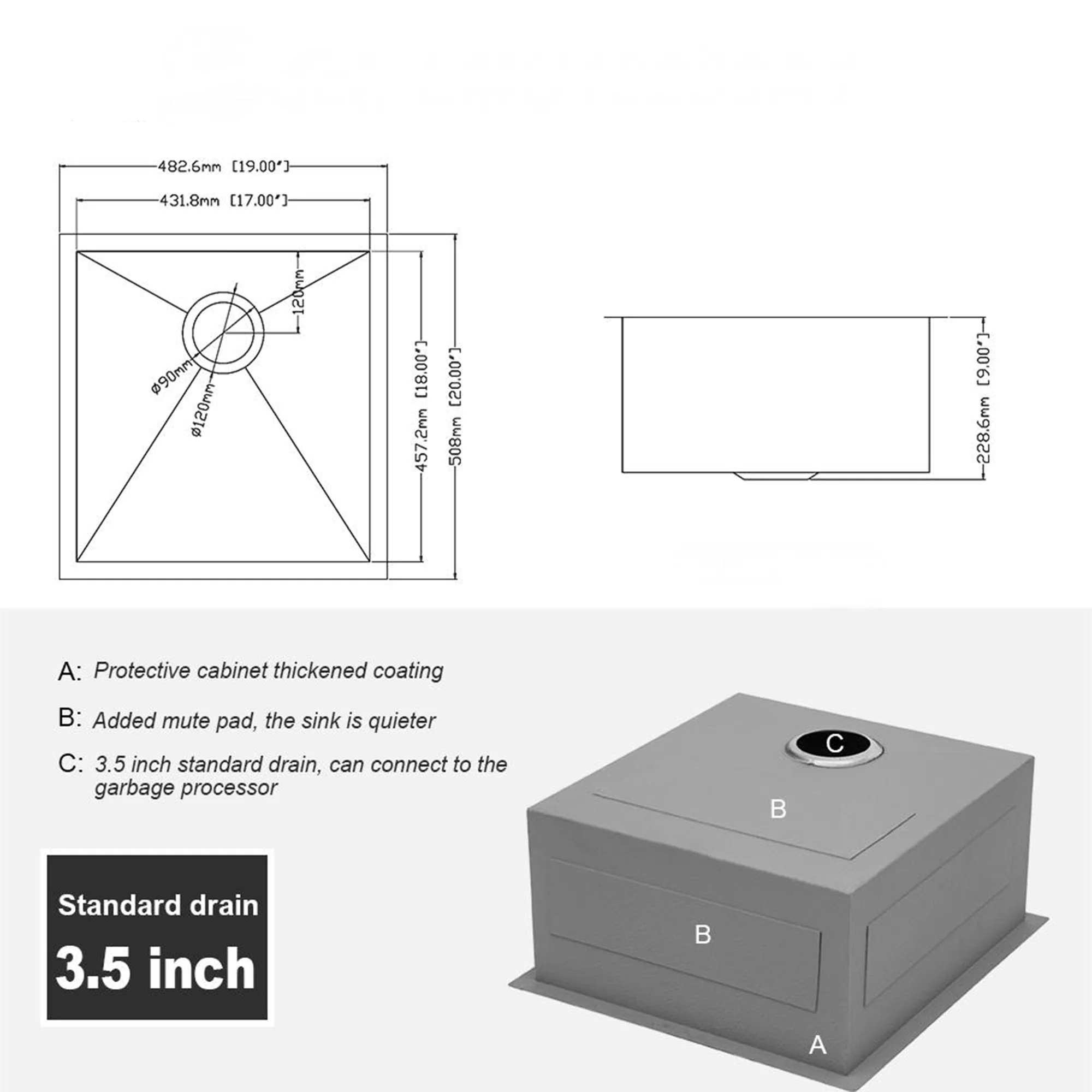Modern Style Undermount Sink With Stainless Steel, Deep Single Bowl - Image 19