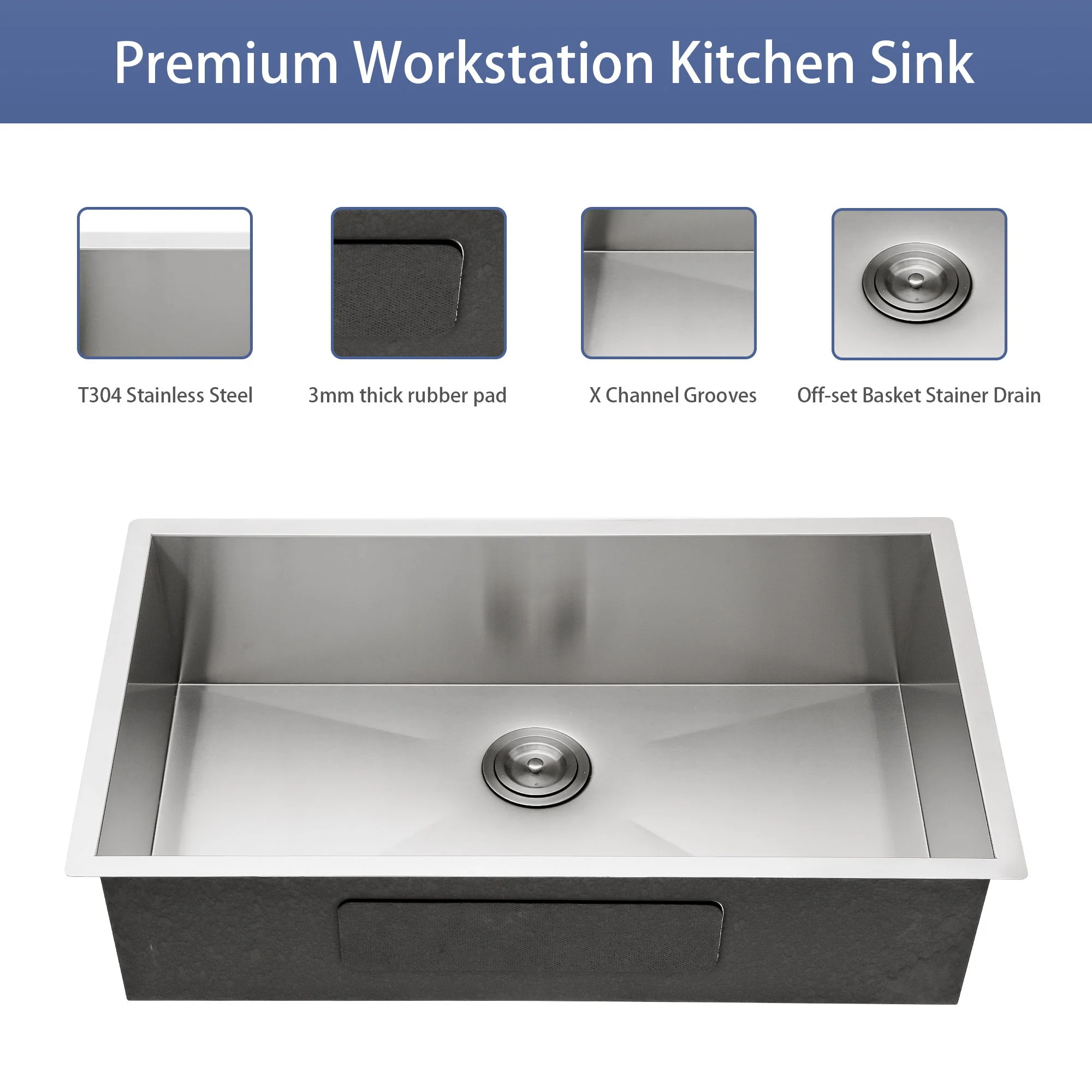 Modern Style Undermount Sink With Stainless Steel, Deep Single Bowl - Image 27