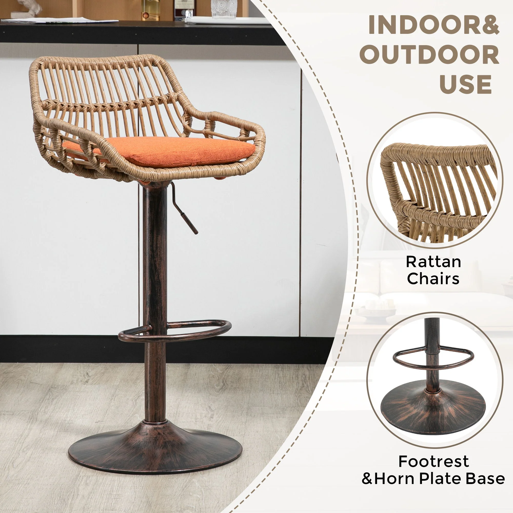 Modern Swivel Bar Stools Adjustable Counter Chairs With Footrest (Set of 2) - Image 18
