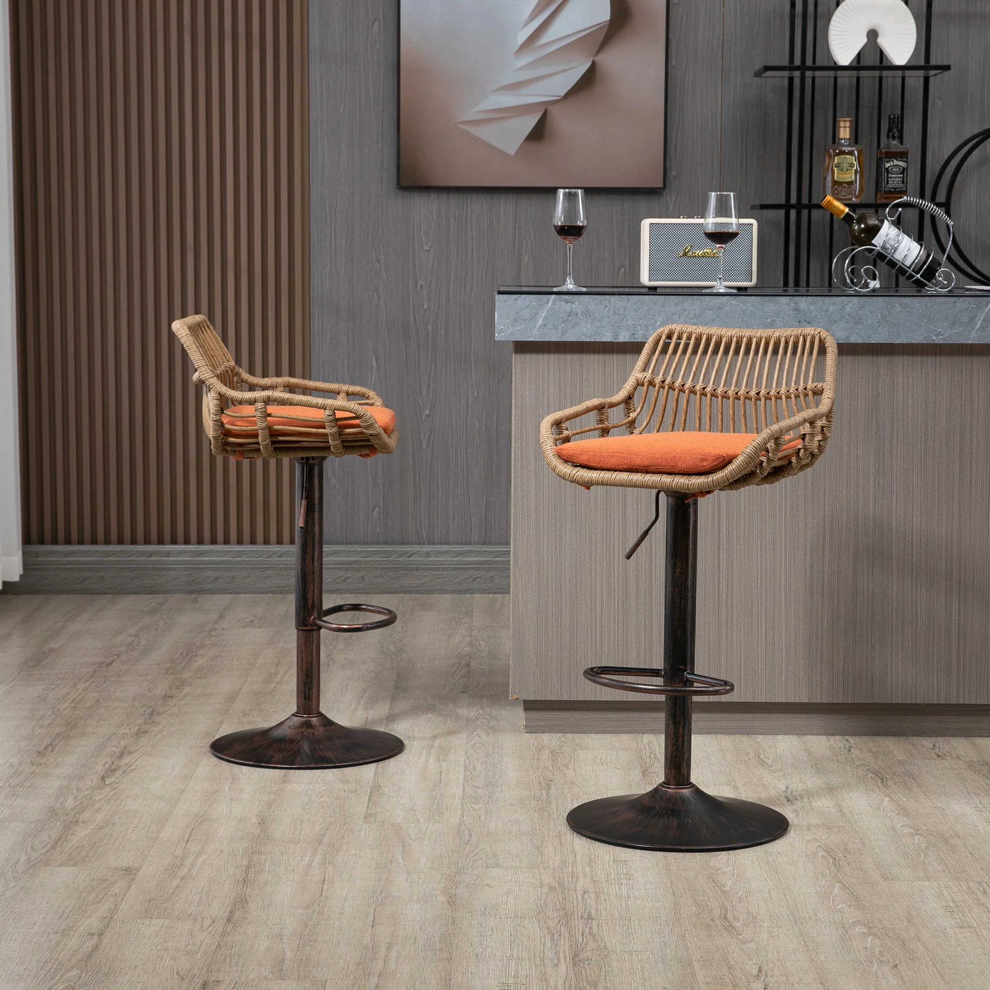 Modern Swivel Bar Stools Adjustable Counter Chairs With Footrest (Set of 2) - Image 24
