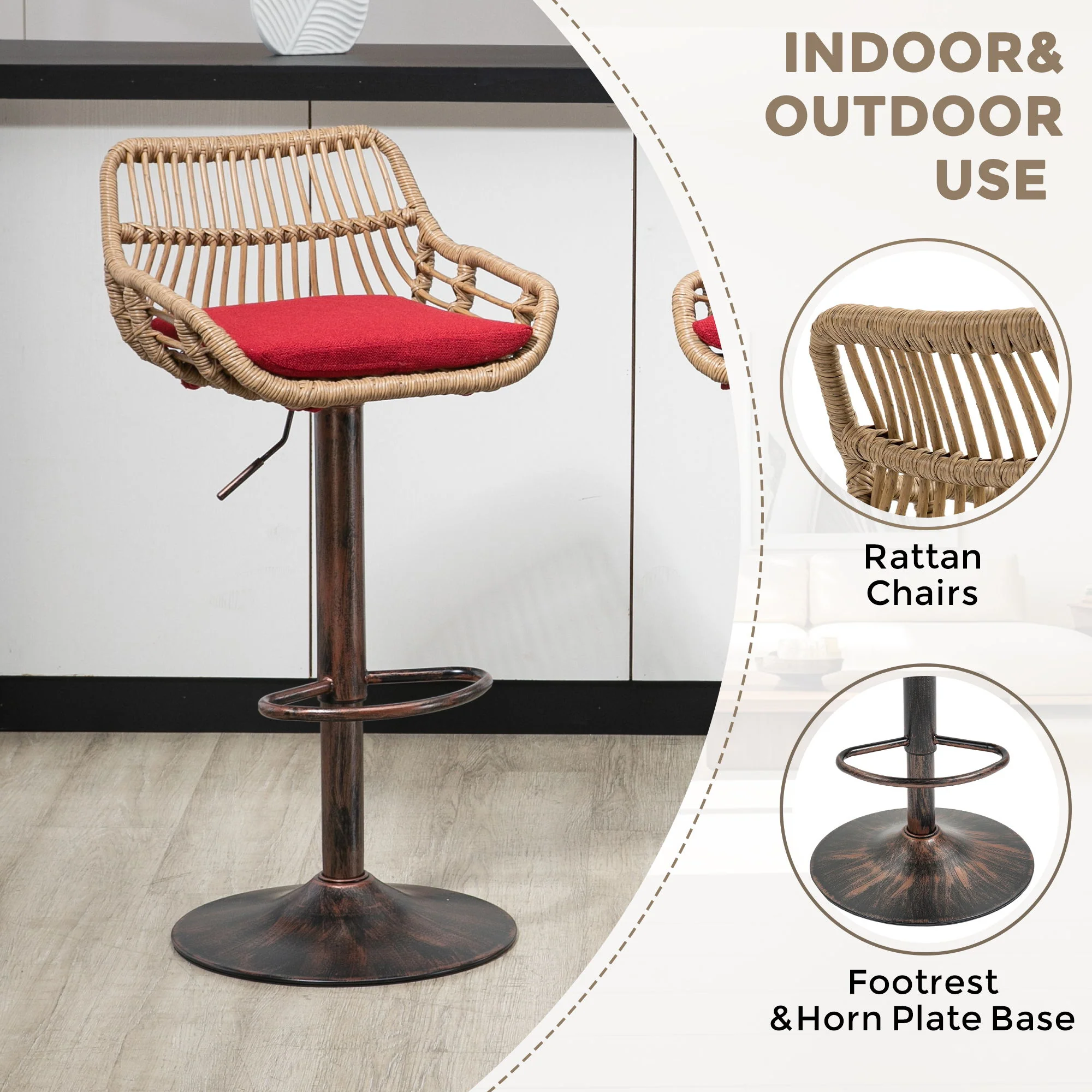 Modern Swivel Bar Stools Adjustable Counter Chairs With Footrest (Set of 2) - Image 28