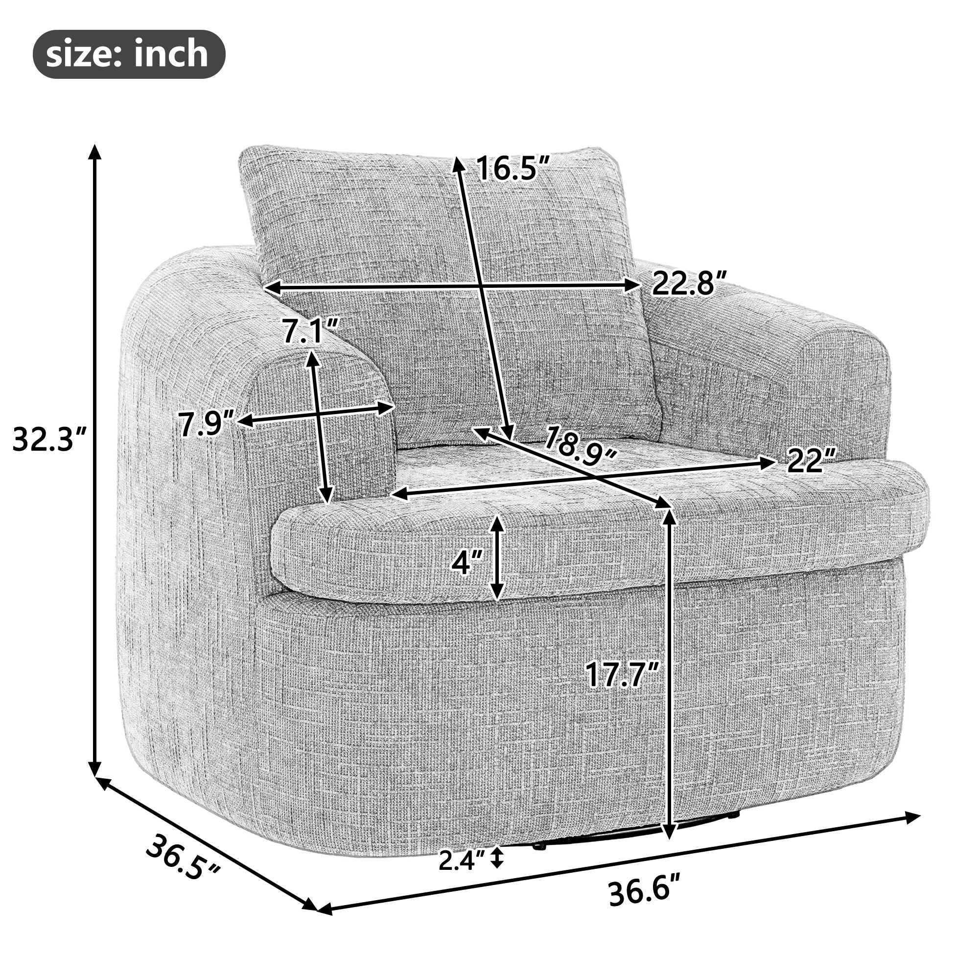 Modern Swivel Barrel Chair With Dual-Layer Cushion - Image 12