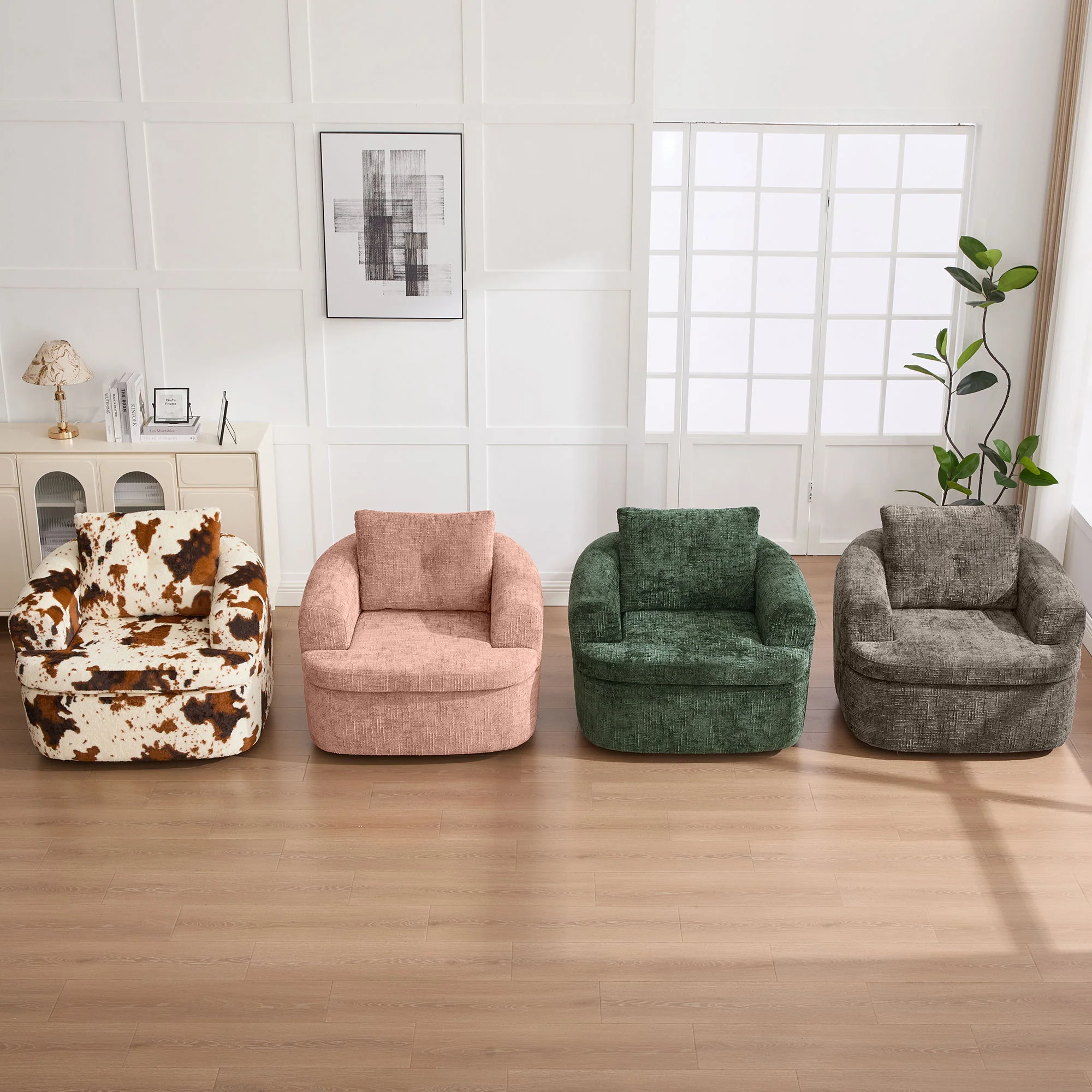 Modern Swivel Barrel Chair With Dual-Layer Cushion - Image 29