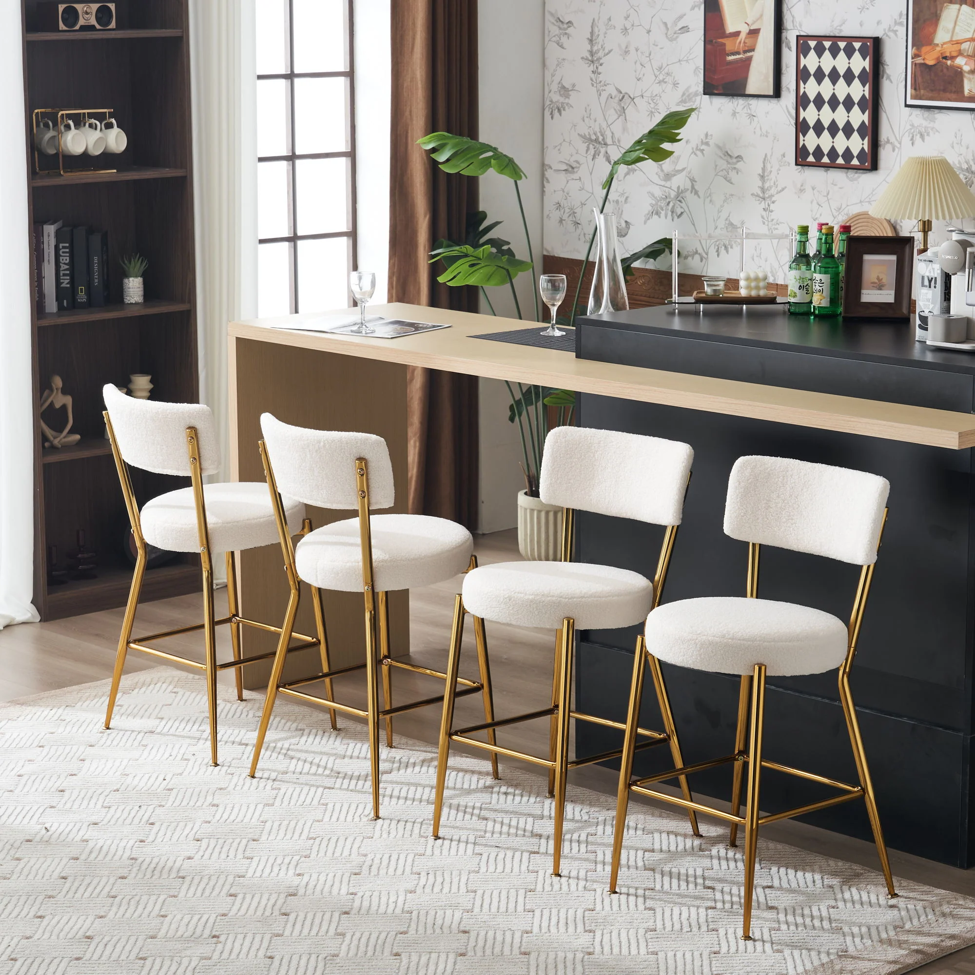 Modern Teddy Fabric Upholstered Bar Stools - Image 7