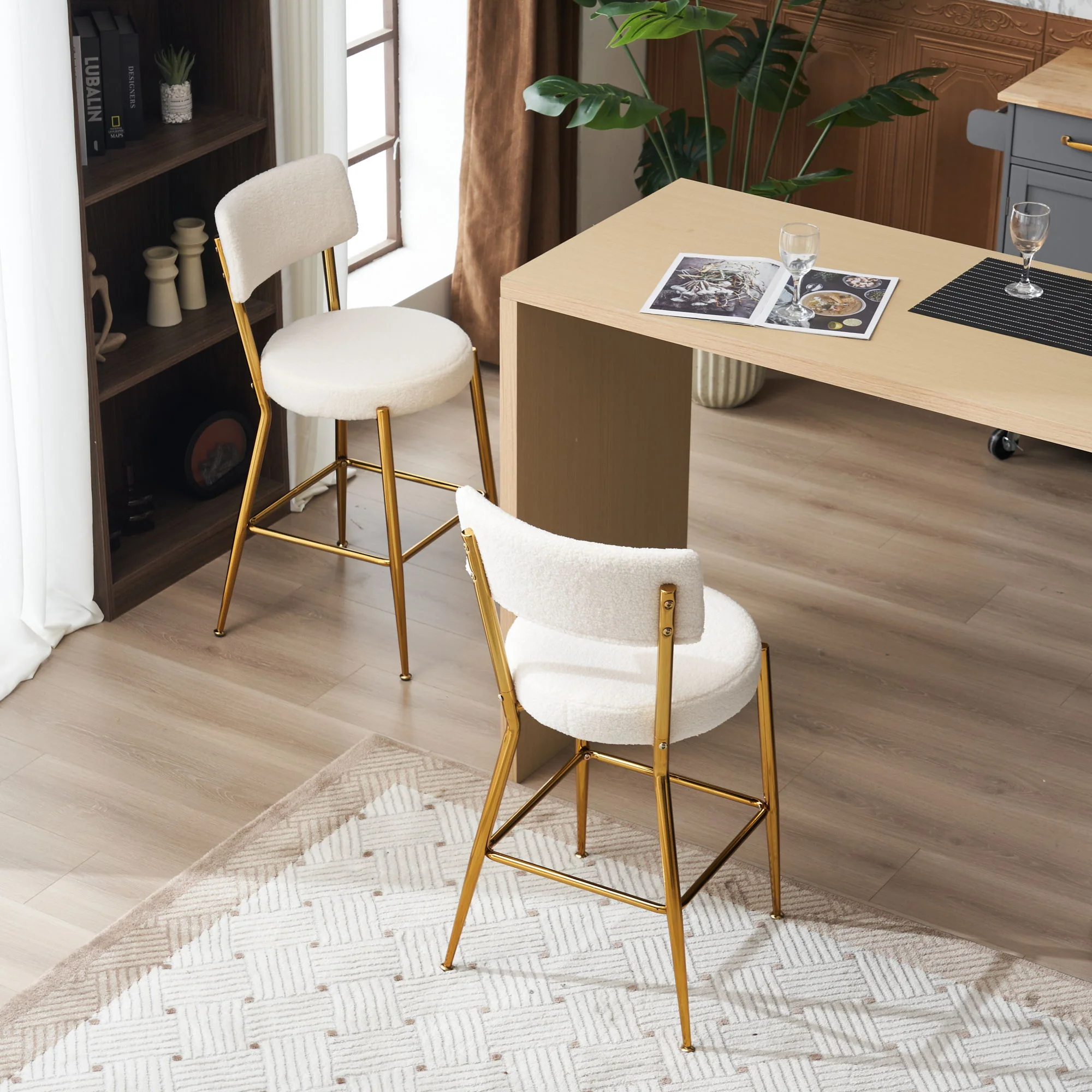 Modern Teddy Fabric Upholstered Bar Stools - Image 8
