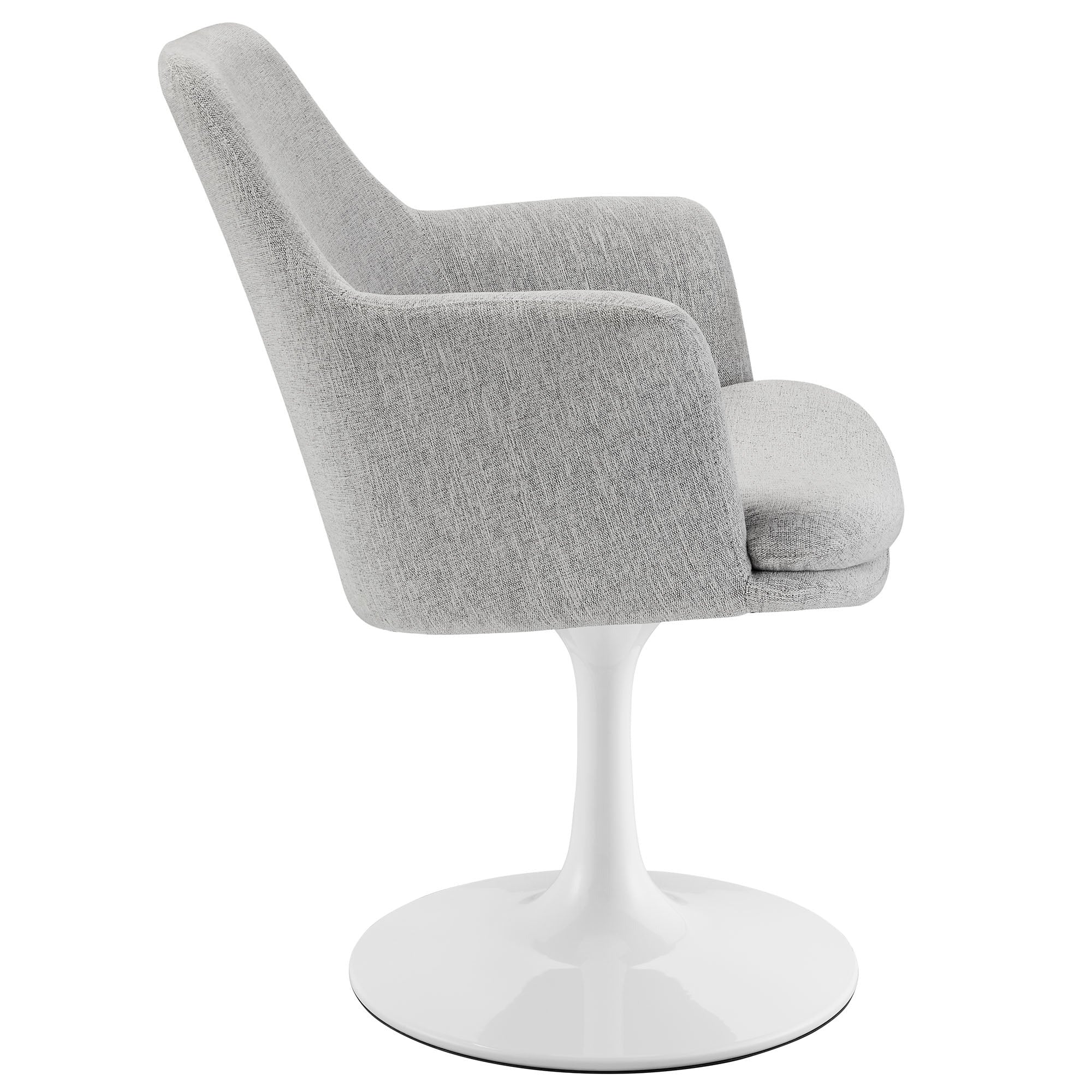 Modern Textured Fabric Swivel Dining Armchair - Image 2