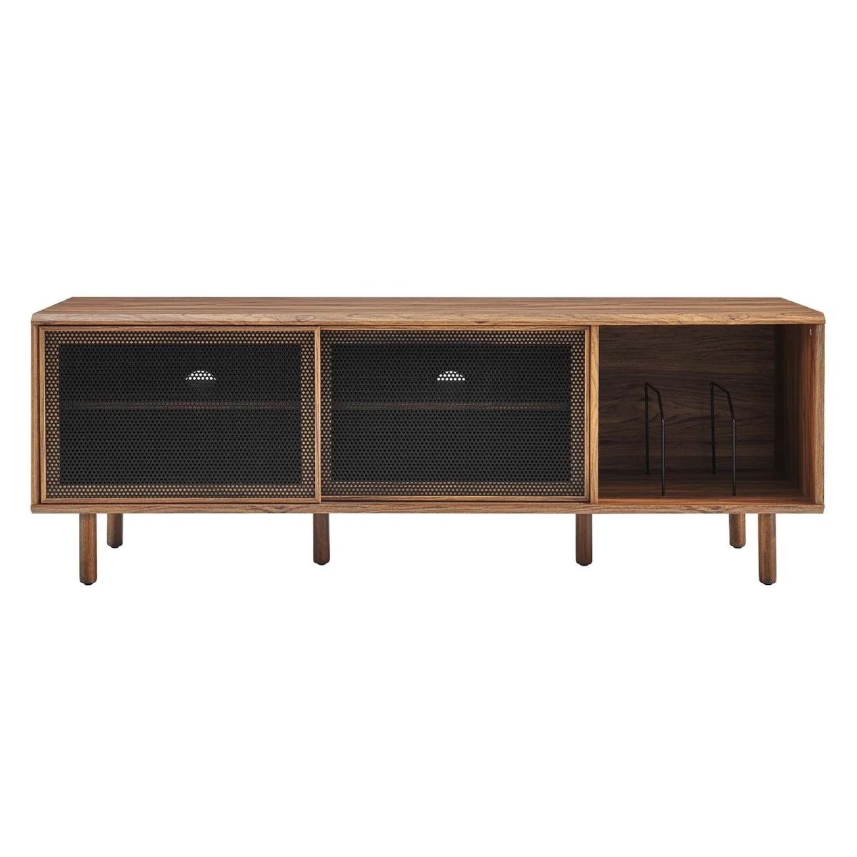 Modern TV and Vinyl Record Stand with Mesh Sliding Doors 67 Inch - Image 24