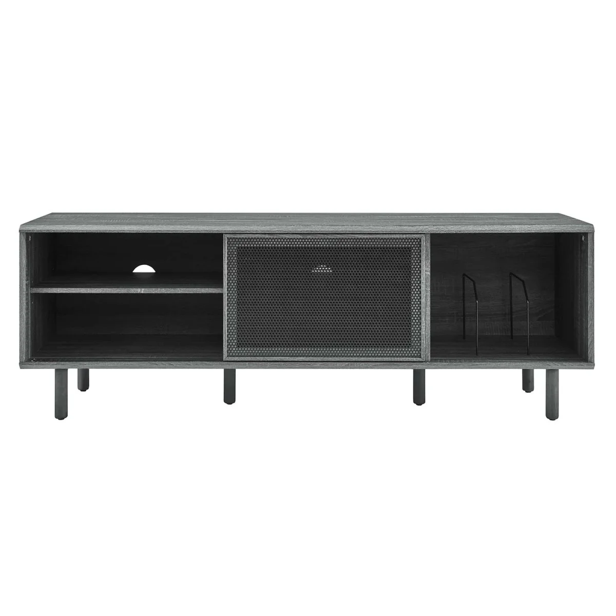 Modern TV and Vinyl Record Stand with Mesh Sliding Doors 67 Inch - Image 8