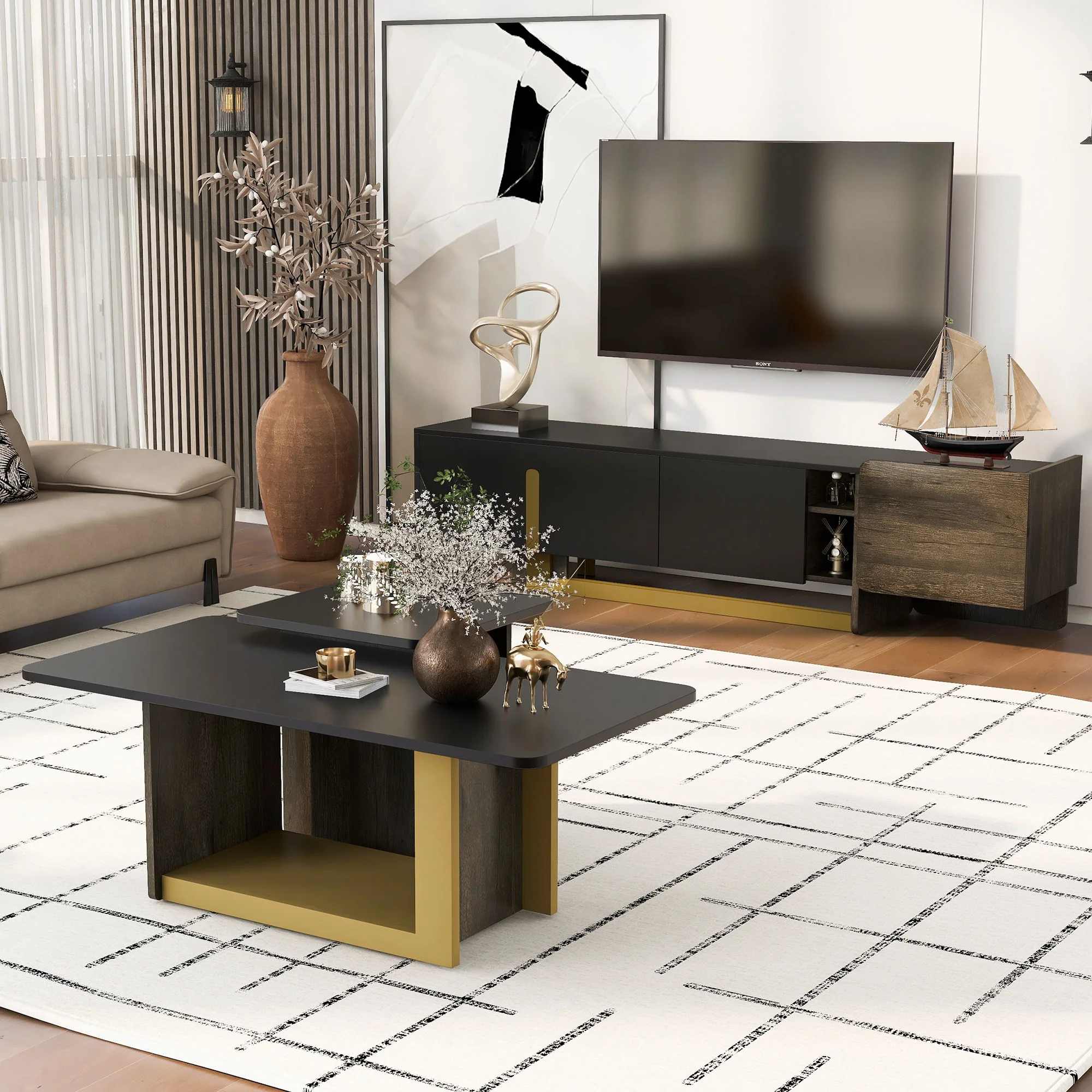 Modern TV Stand And Coffee Table (Set of 2) - Image 9