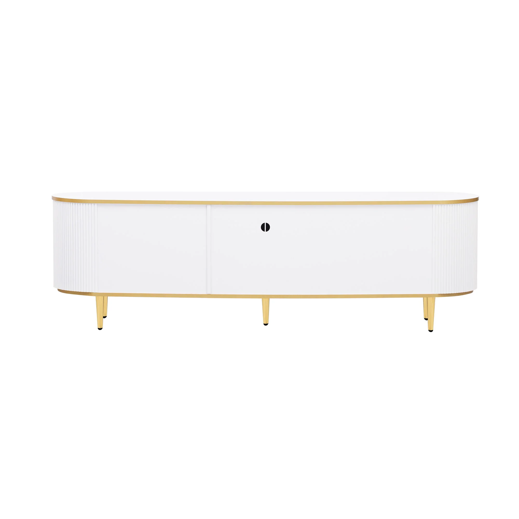 Modern TV Stand For TVs Up To 80", Entertainment Center With 4 Drawers And 1 Cabinet, Wood TV Console Table With And Handles For Living Room - White - Image 4