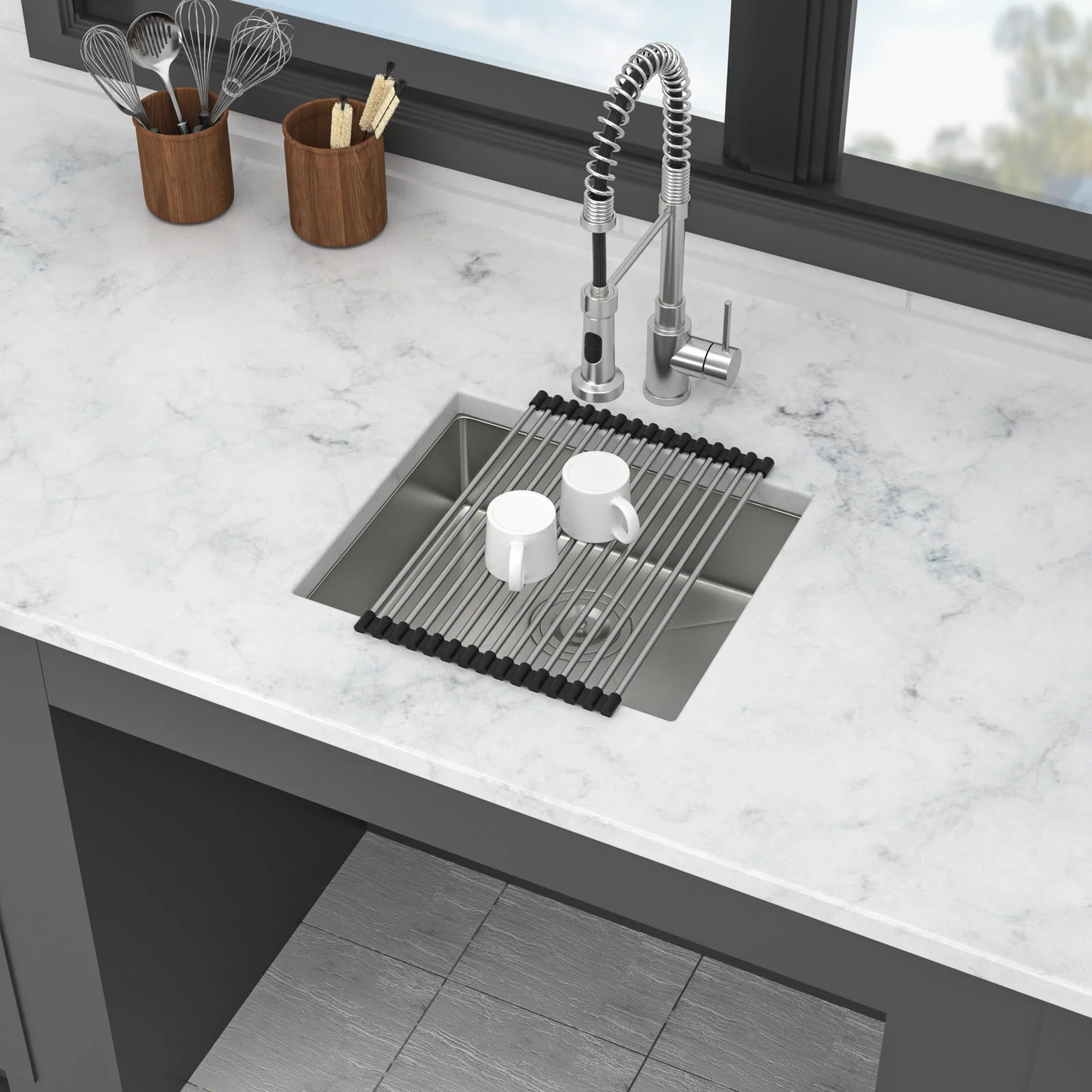 Modern Undermount Stainless Steel Kitchen Sink 16 Gauge, Deep Single Bowl - Image 45