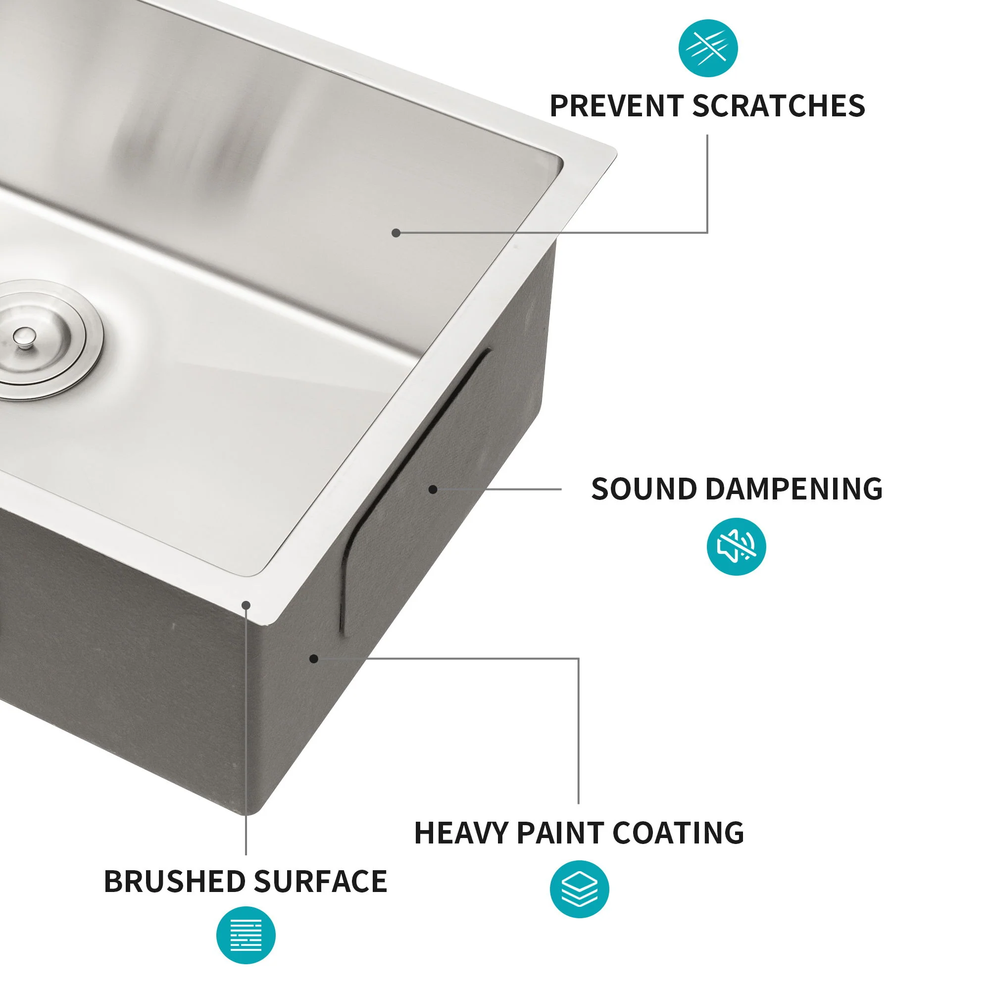 Modern Undermount Stainless Steel Kitchen Sink 16 Gauge, Deep Single Bowl - Image 66