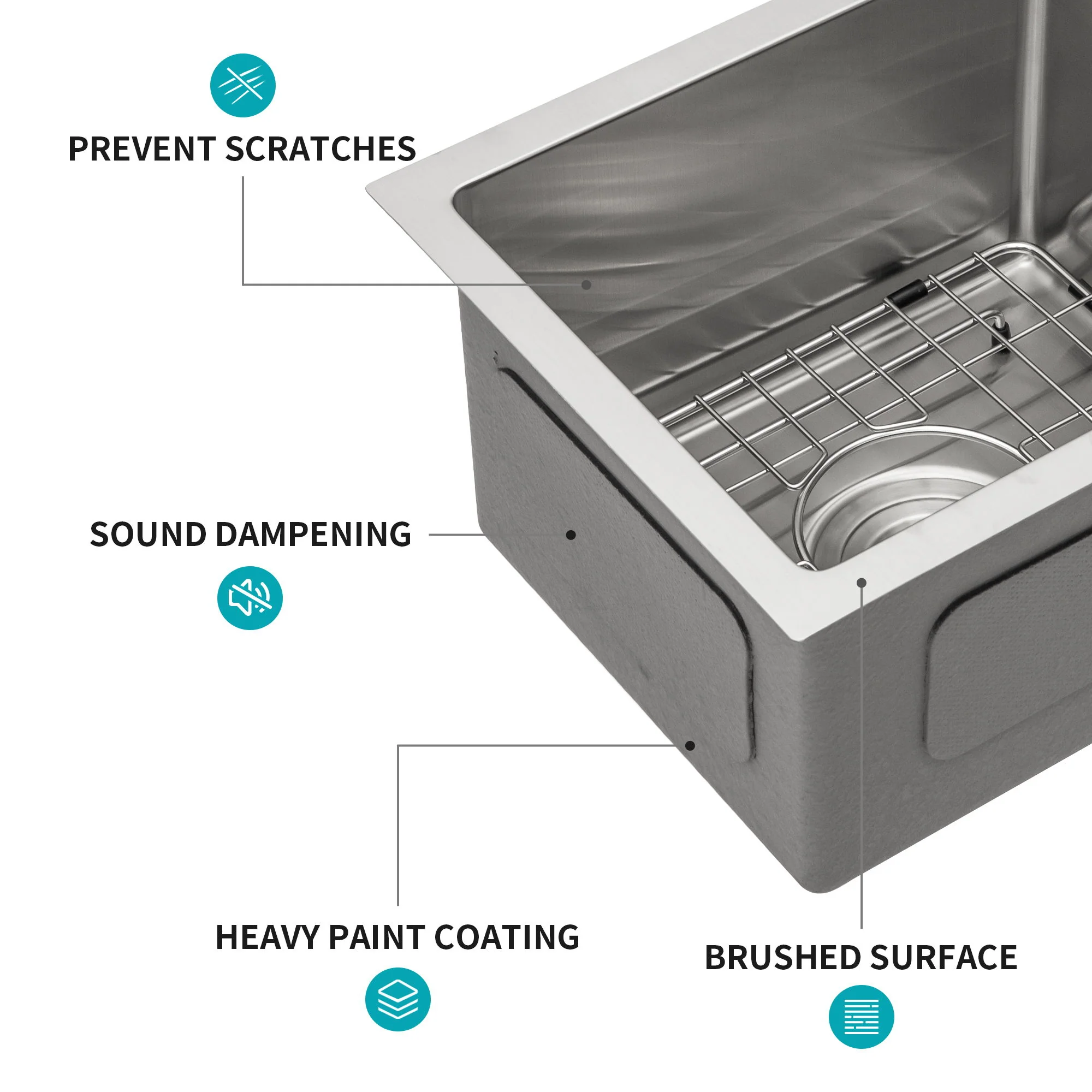 Modern Undermount Stainless Steel Kitchen Sink 16 Gauge, Deep Single Bowl - Image 86