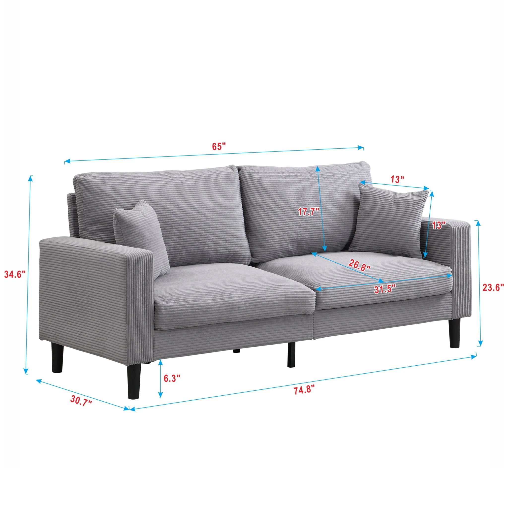 Modern Upholstered 2 Piece Sofa Set With 3 Seater And 2 Seater - Image 4