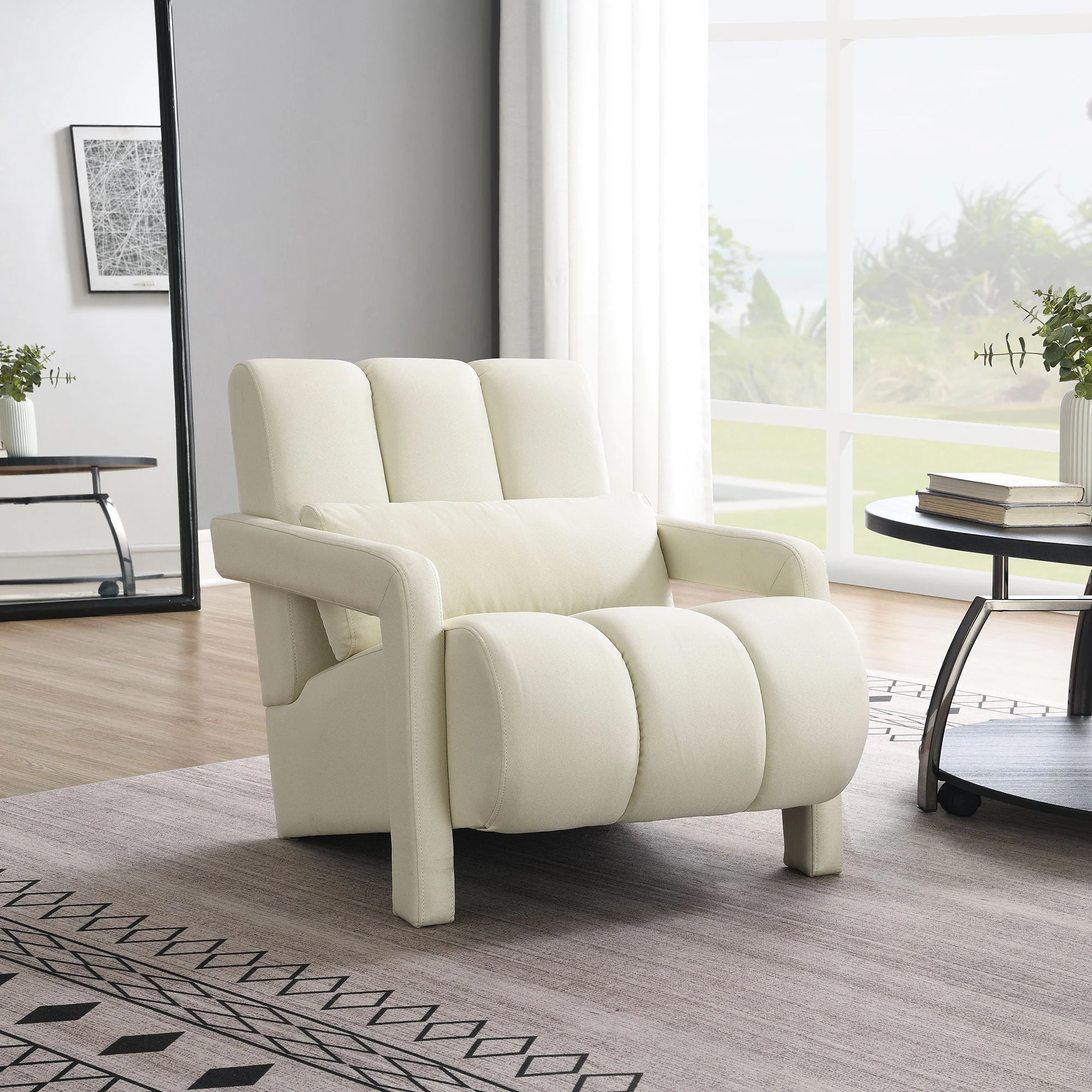 Modern Upholstered Accent Chair, Comfortable Fabric With A Pillow For Living Room - Image 13