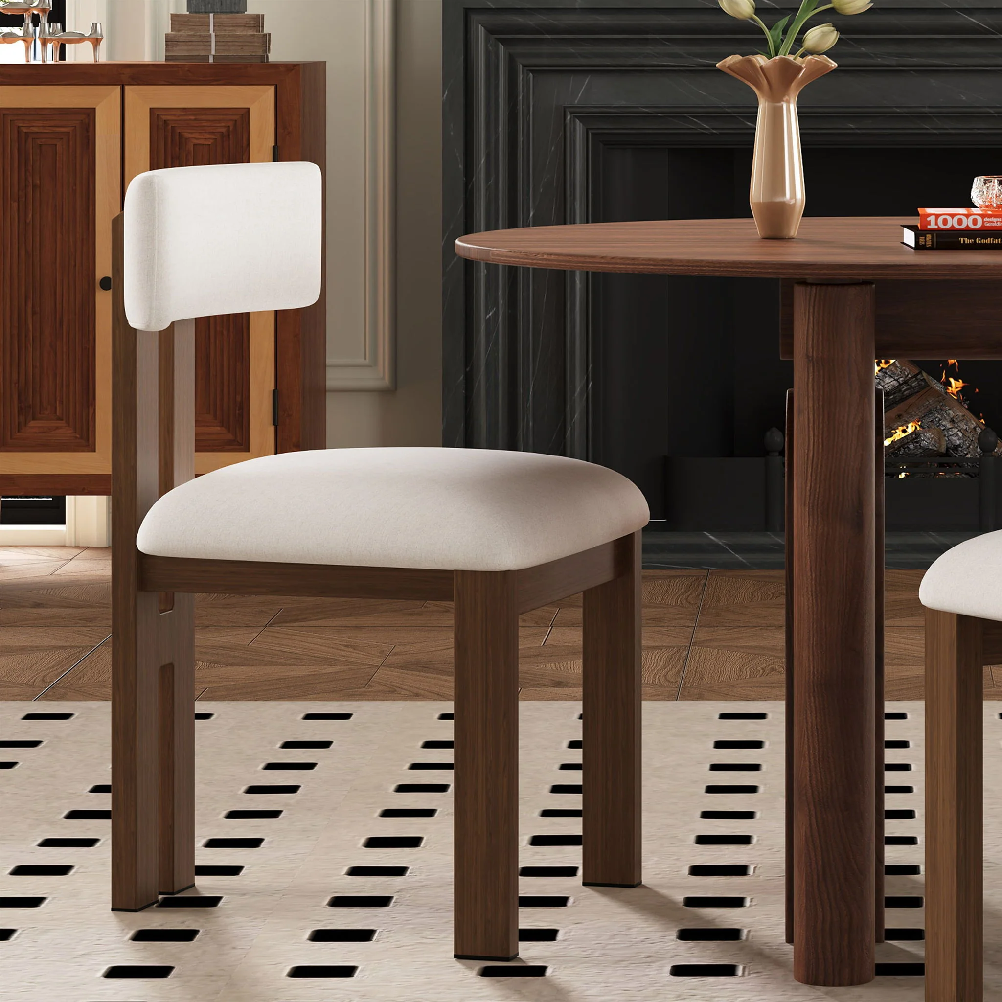 Modern Upholstered Armless Dining Chairs With Metal Legs - Image 12