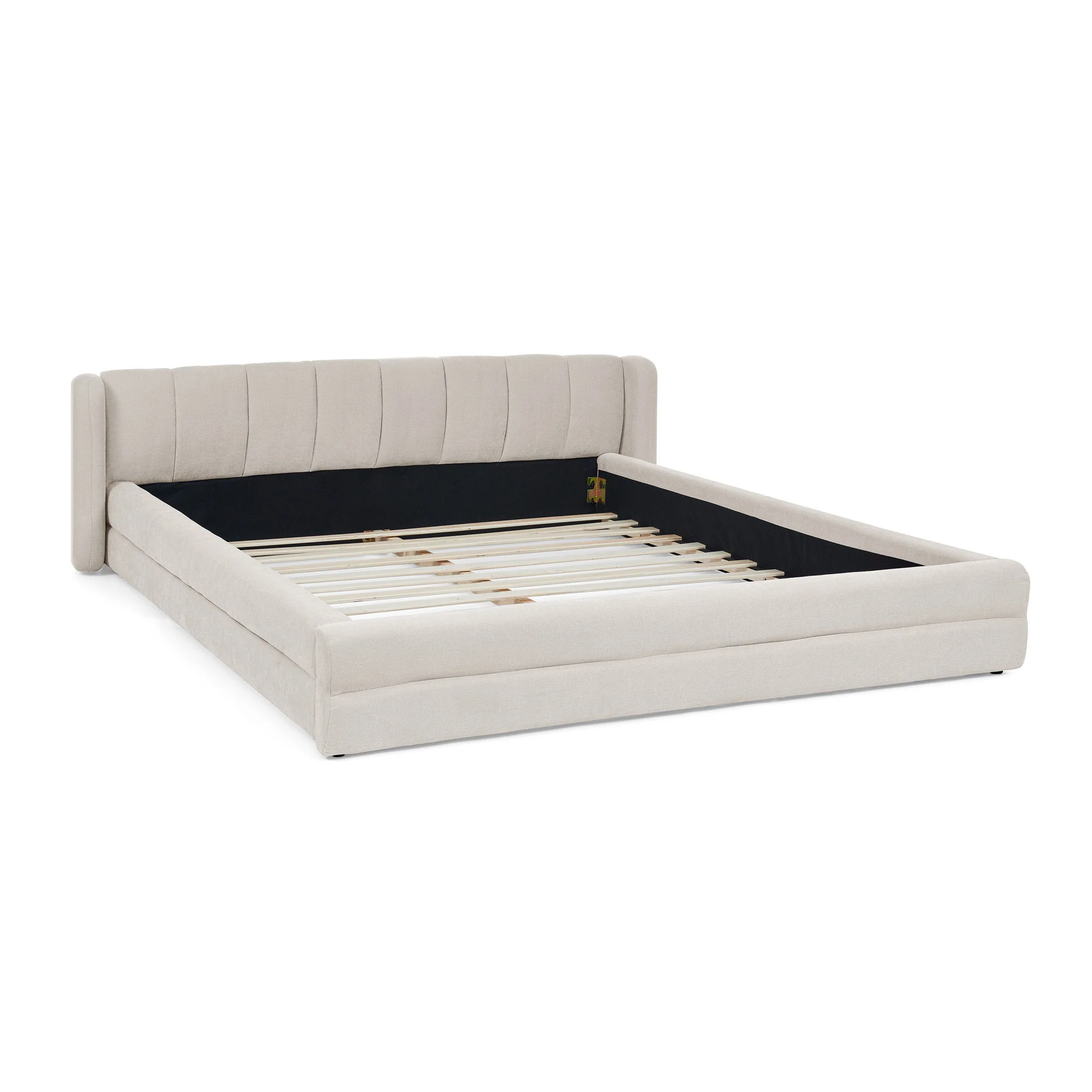 Modern Upholstered Bed Frame With Thick Fabric And Headboard - Image 18