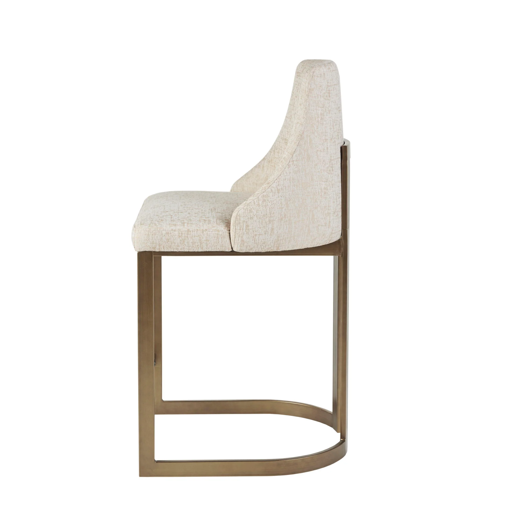 Upholstered Counter Stool With Metal Base - Cream - Image 3