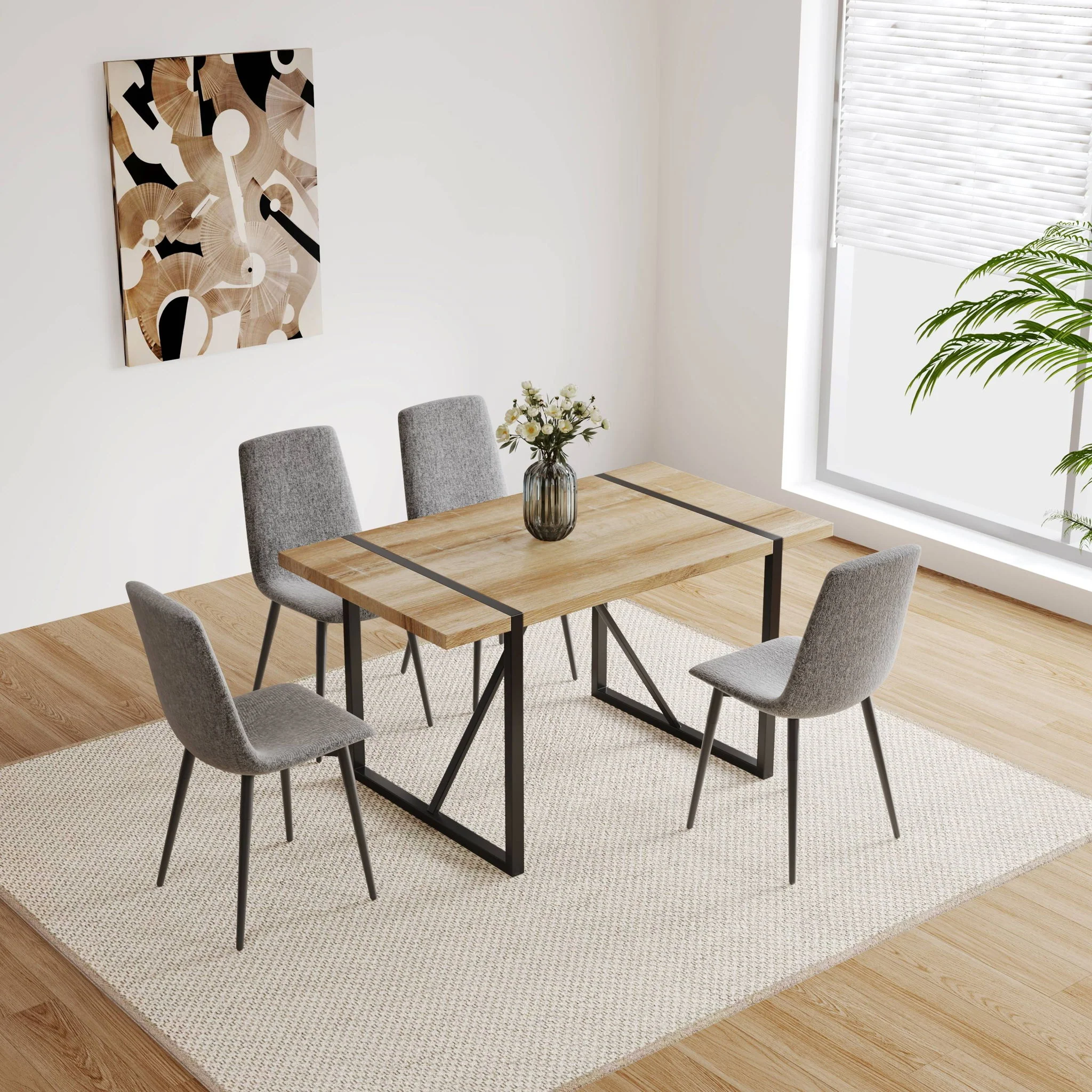 Modern Upholstered Dining Chairs With Cushion Seat And Sturdy Legs (Set of 4) - Image 6
