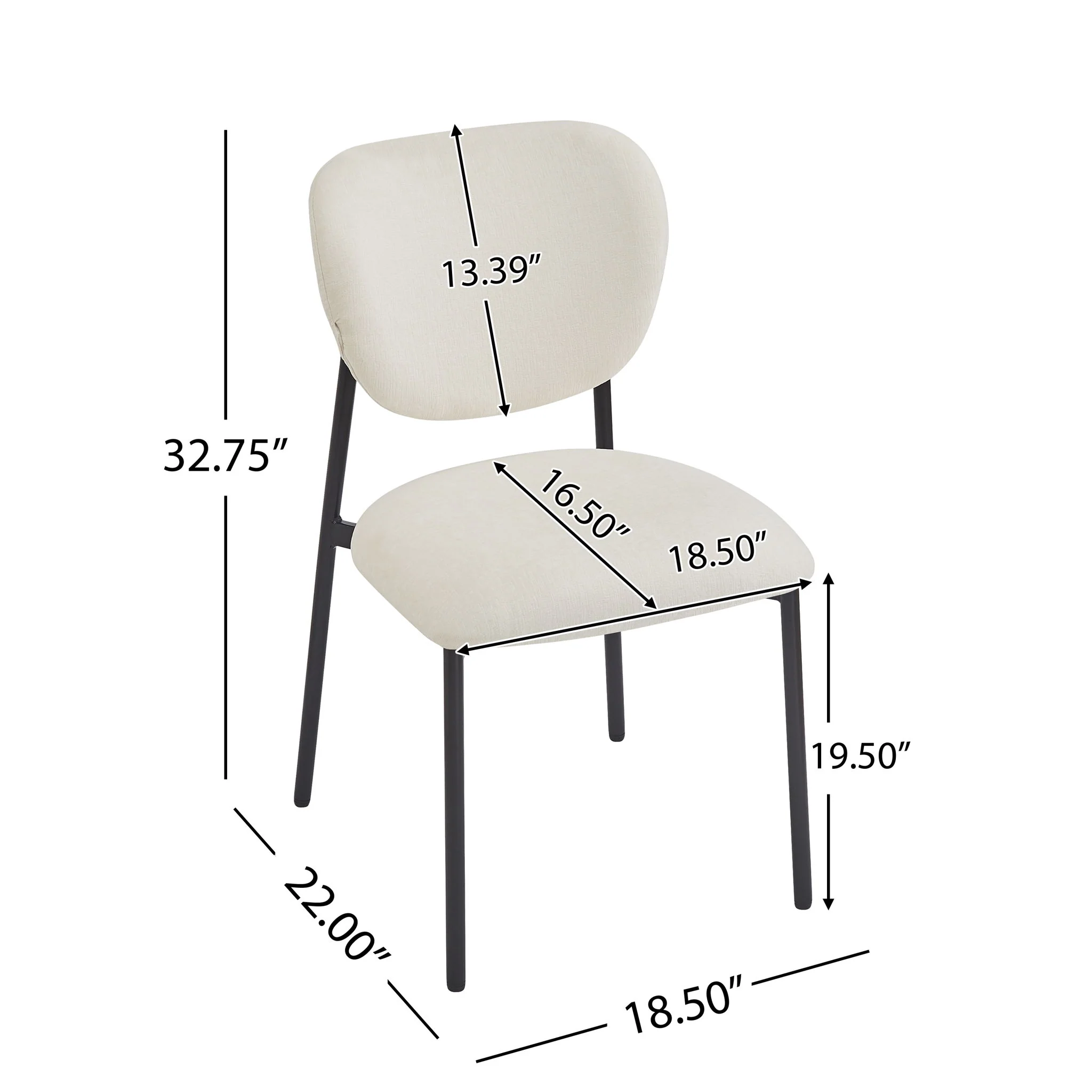 Modern Upholstered Dining Chairs With Metal Legs (Set of 2) - Beige - Image 4