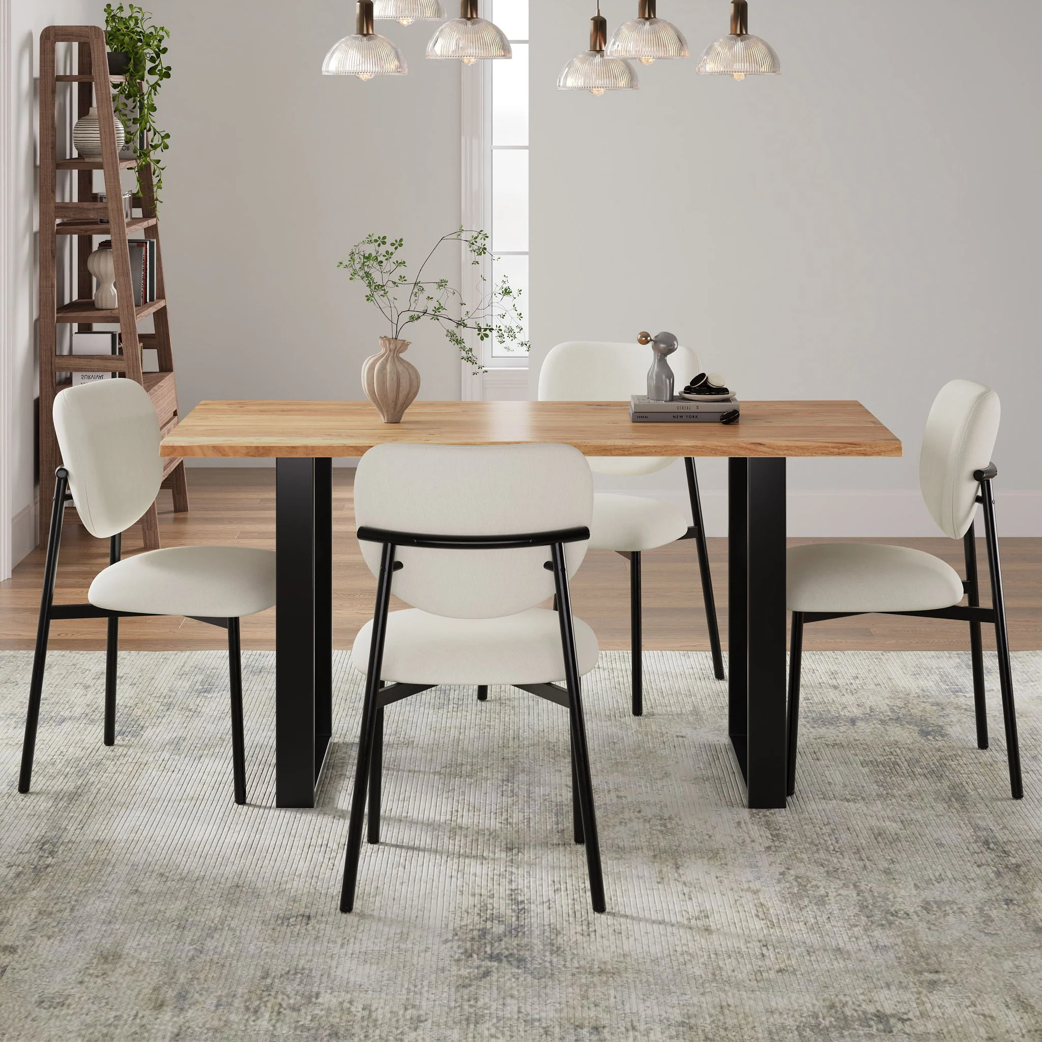 Modern Upholstered Dining Chairs With Metal Legs (Set of 2) - Beige - Image 8