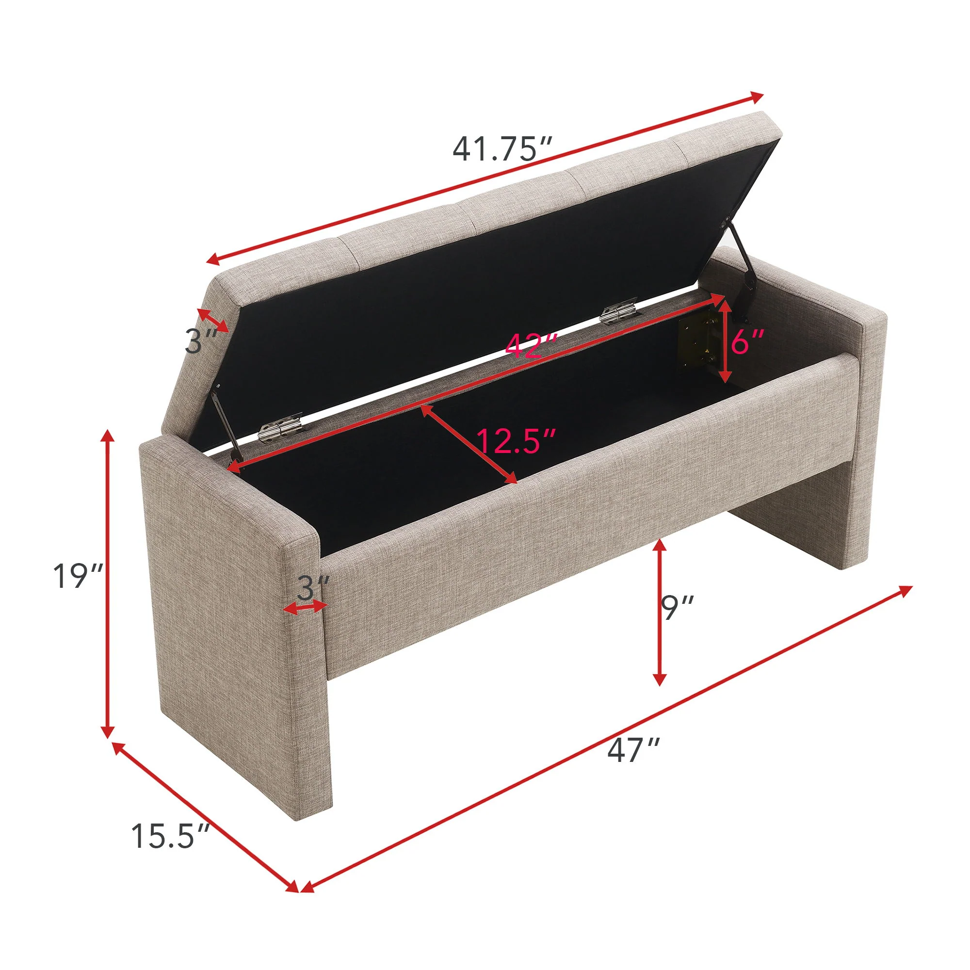 Modern Upholstered Large Bed End Bench With Storage - Image 12