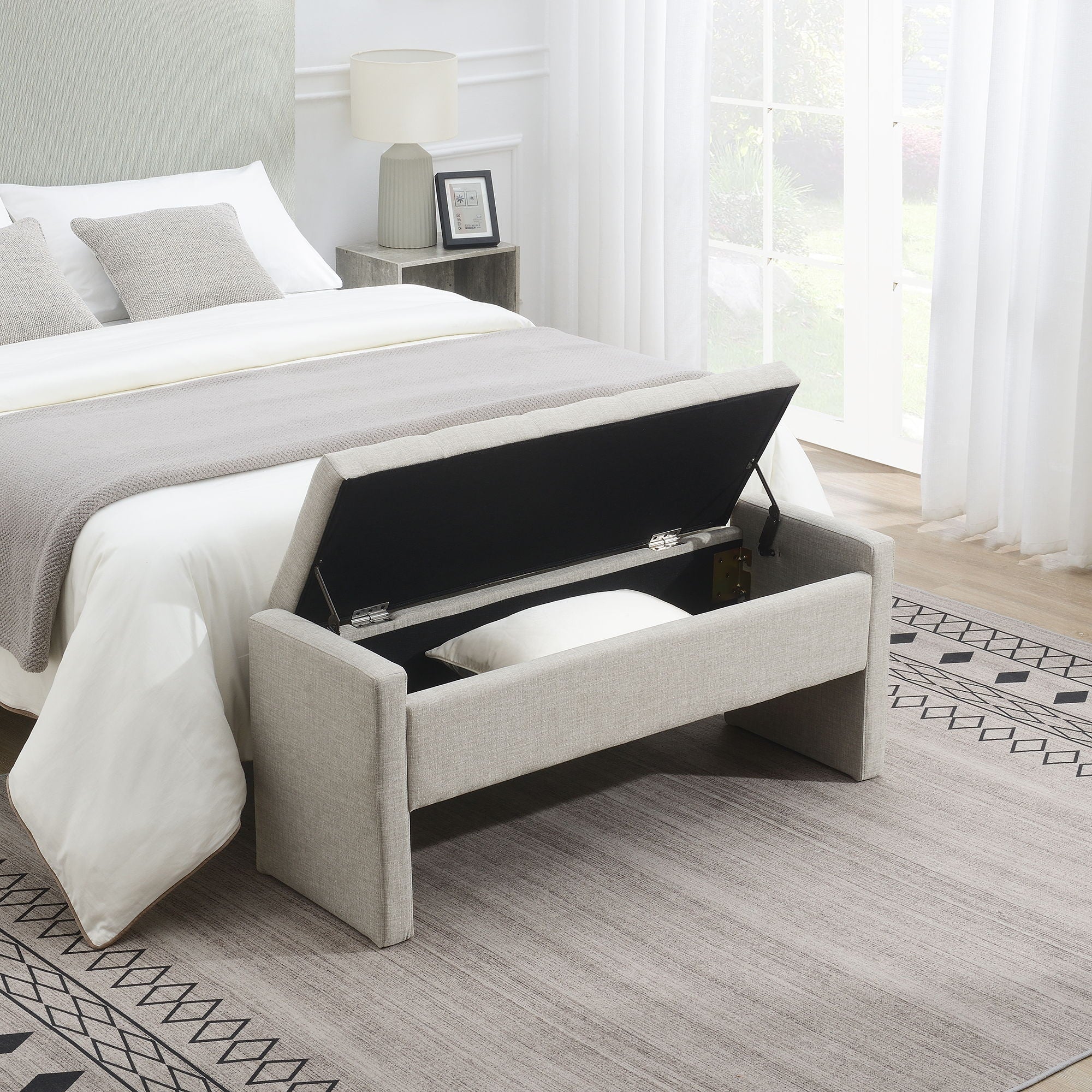 Modern Upholstered Large Bed End Bench With Storage - Image 7