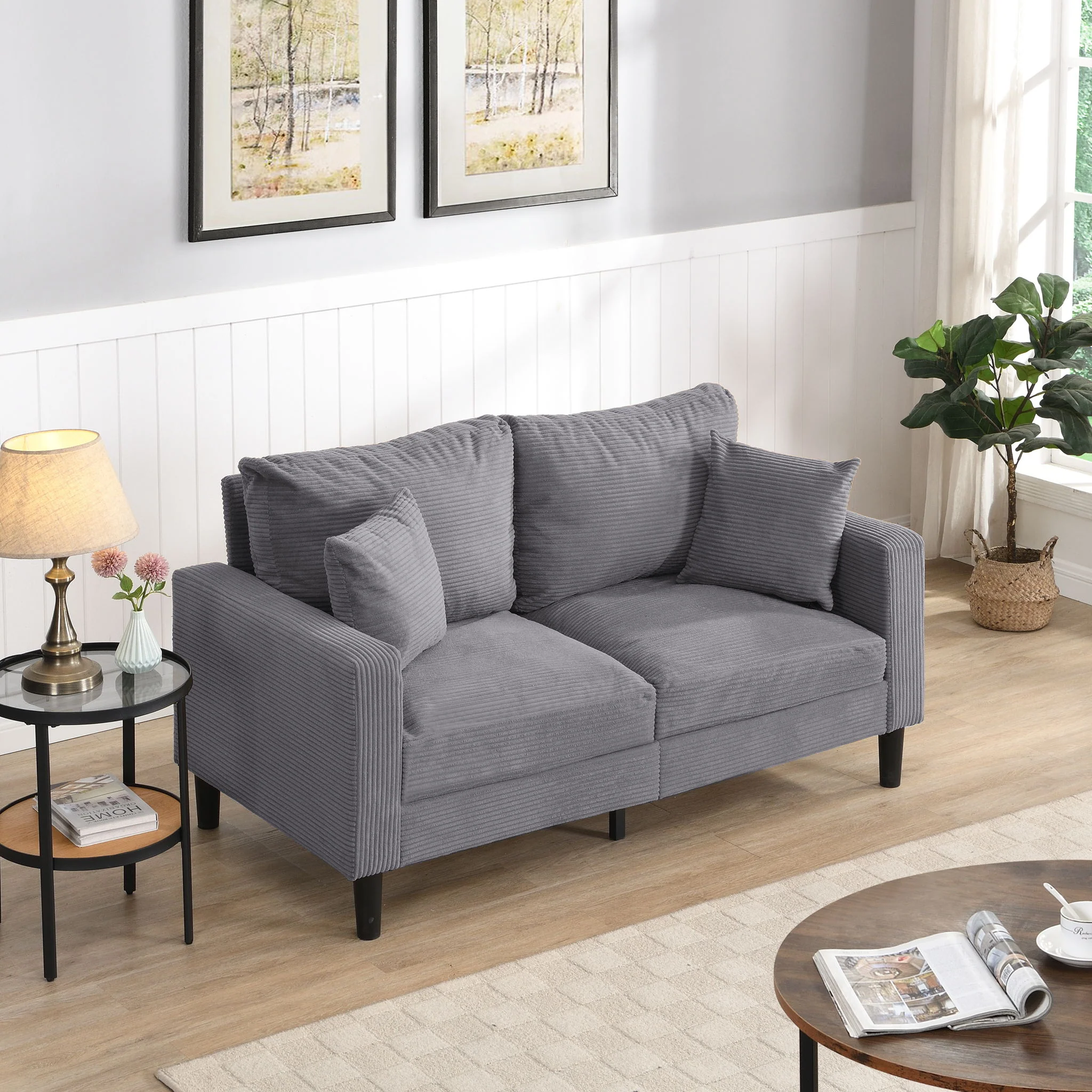 Modern Upholstered Loveseat Sofa, High Resilience - Image 22