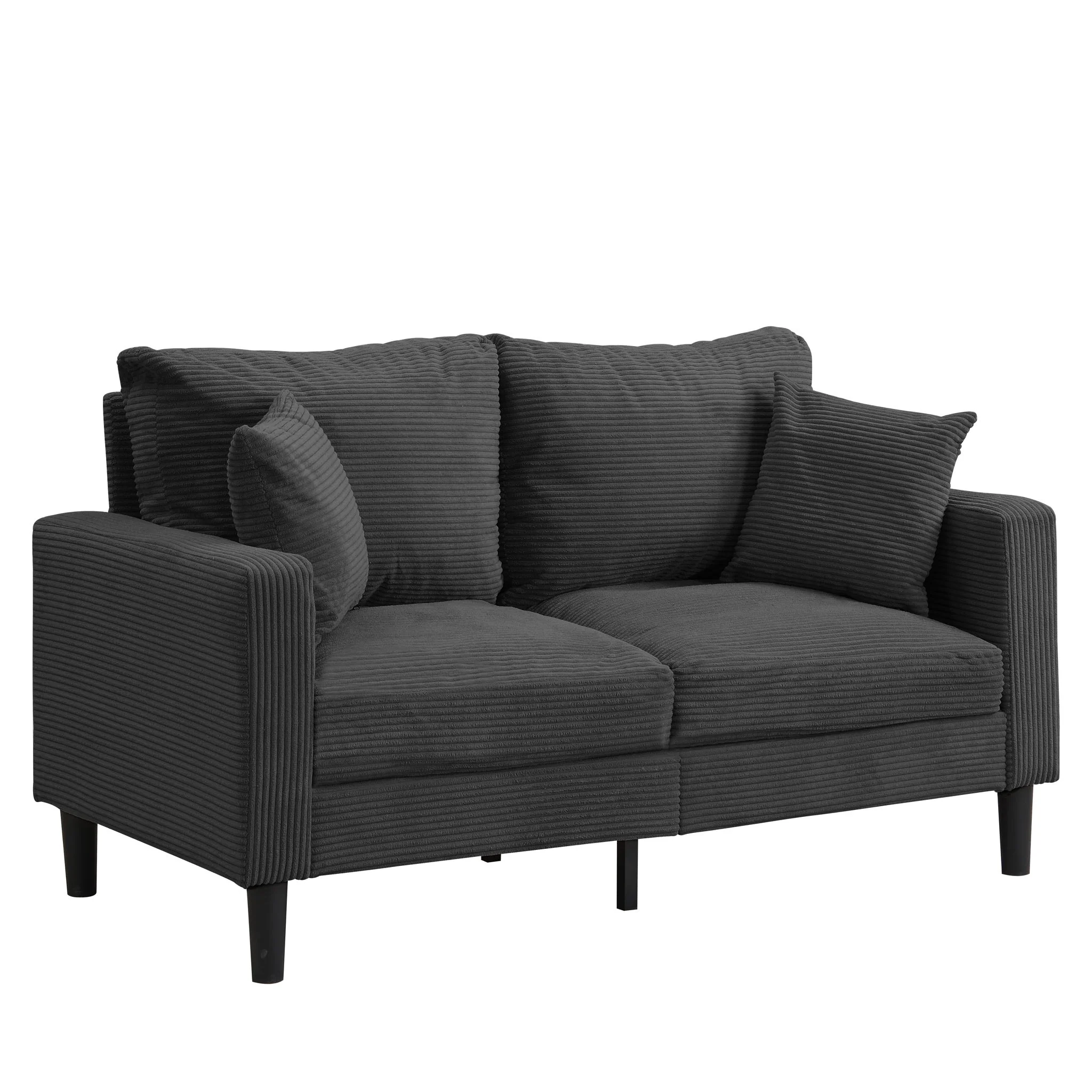 Modern Upholstered Loveseat Sofa With High Resilience, Wooden Frame - Dark Gray - Image 7