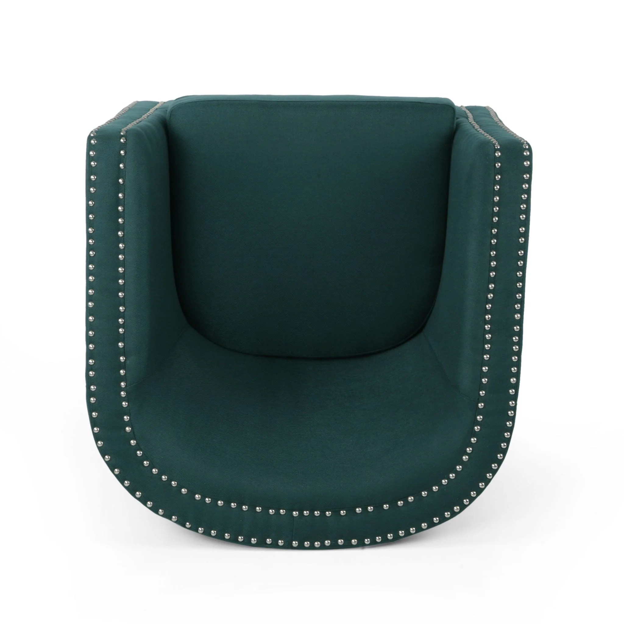 Modern Upholstered Swivel Club Chair With Nailhead Trim - Image 11