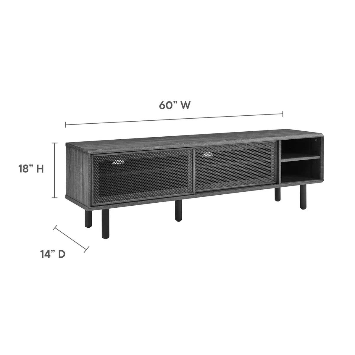 Modern Urban TV Stand with Mesh Sliding Doors 60 Inch - Image 4