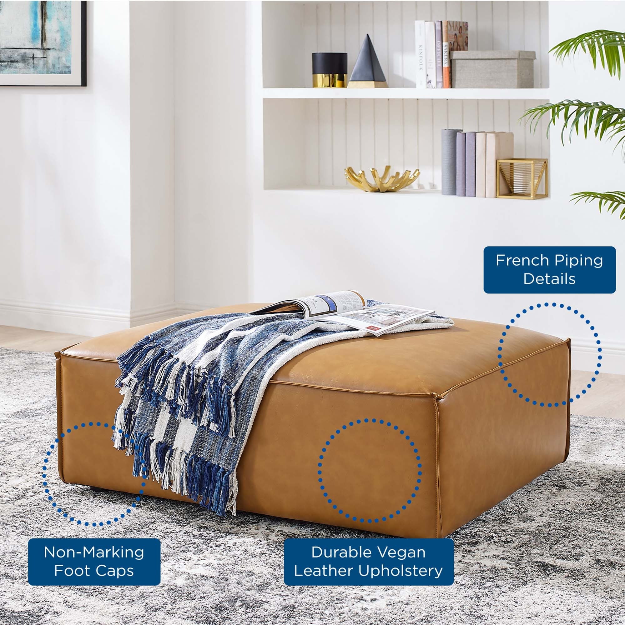 Modern Vegan Leather Sectional Ottoman – 42 Inch - Image 4