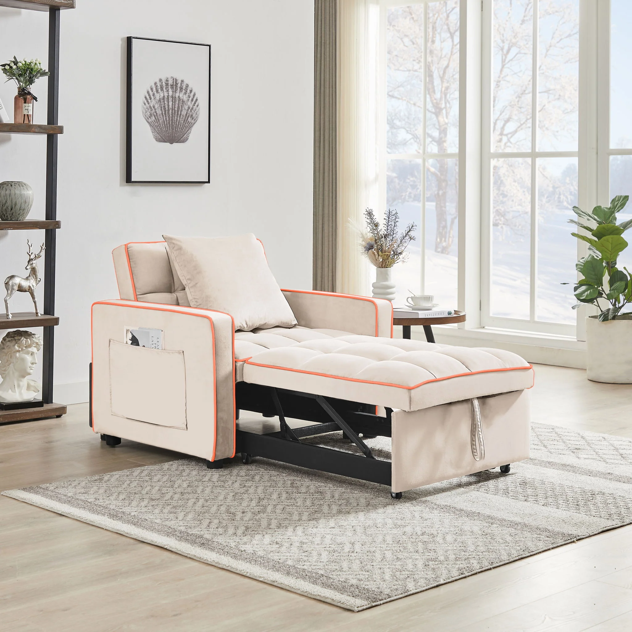 Modern 3 In 1 Sofa Bed Chair, Adjustable Recliner - Image 3
