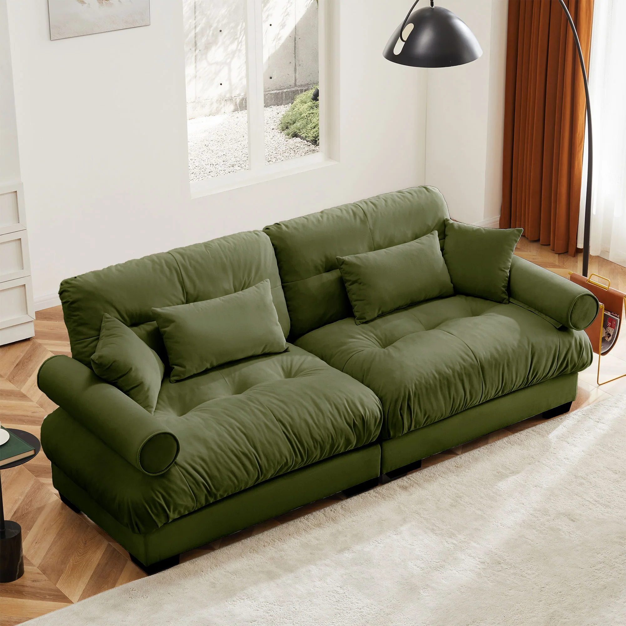 Modern Sofa With Bolstered Armrests And Pillows - Image 45