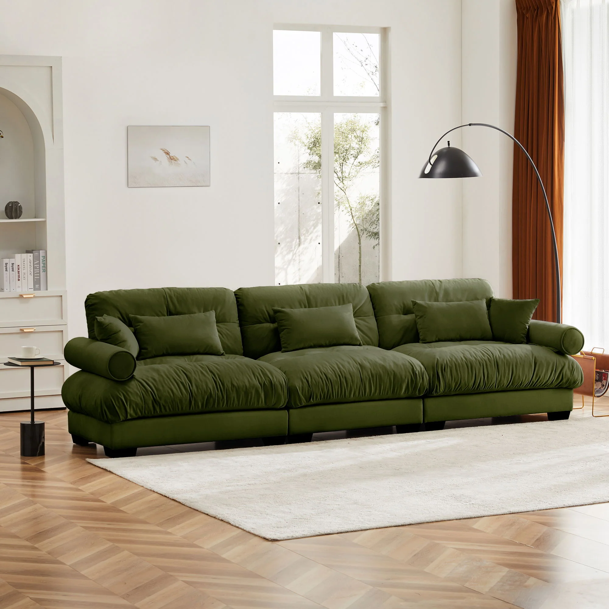Modern Sofa With Bolstered Armrests And Pillows - Image 6