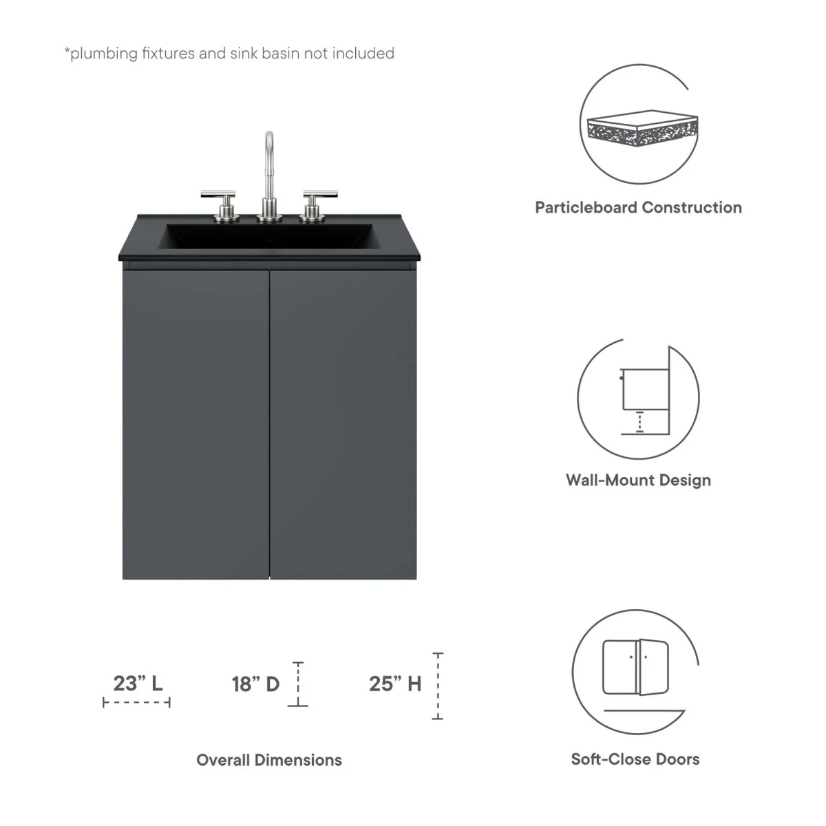 Modern Wall-Mount Bathroom Vanity Cabinet Collection for Contemporary Bath Spaces - Image 2