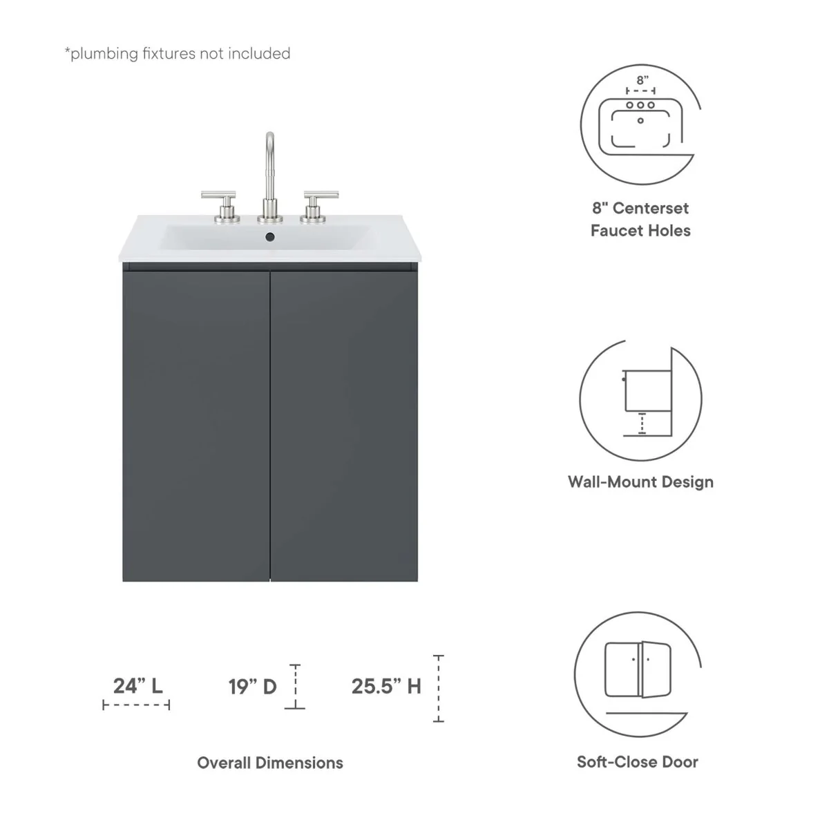 Modern Wall-Mount Bathroom Vanity with Sink for Space-Saving Contemporary Baths - Image 29