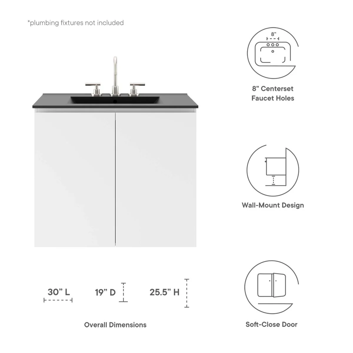 Modern Wall-Mount Bathroom Vanity with Sink for Space-Saving Contemporary Baths - Image 38