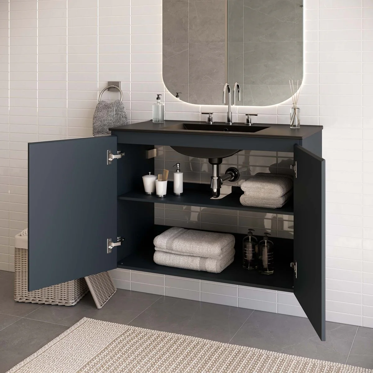 Modern Wall-Mount Bathroom Vanity with Sink for Space-Saving Contemporary Baths - Image 75
