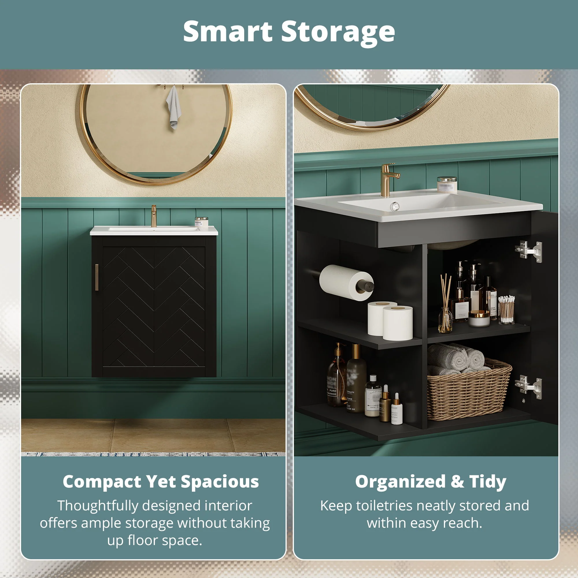Modern Wall Mounted Bathroom Cabinet With Side Shelf And Ceramic Sink - Image 14