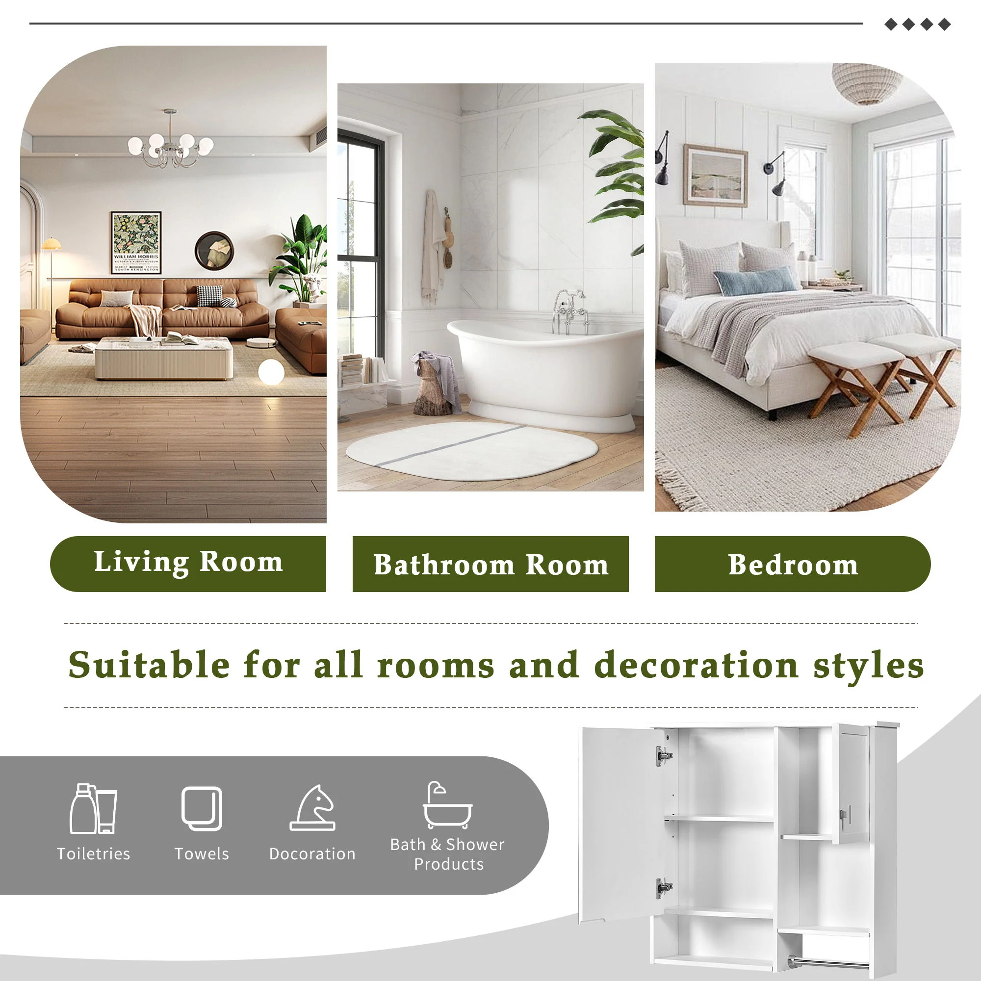 Modern Wall Mounted Bathroom Medicine Cabinet, Bathroom Wall Storage Cabinet With Mirror - Image 21