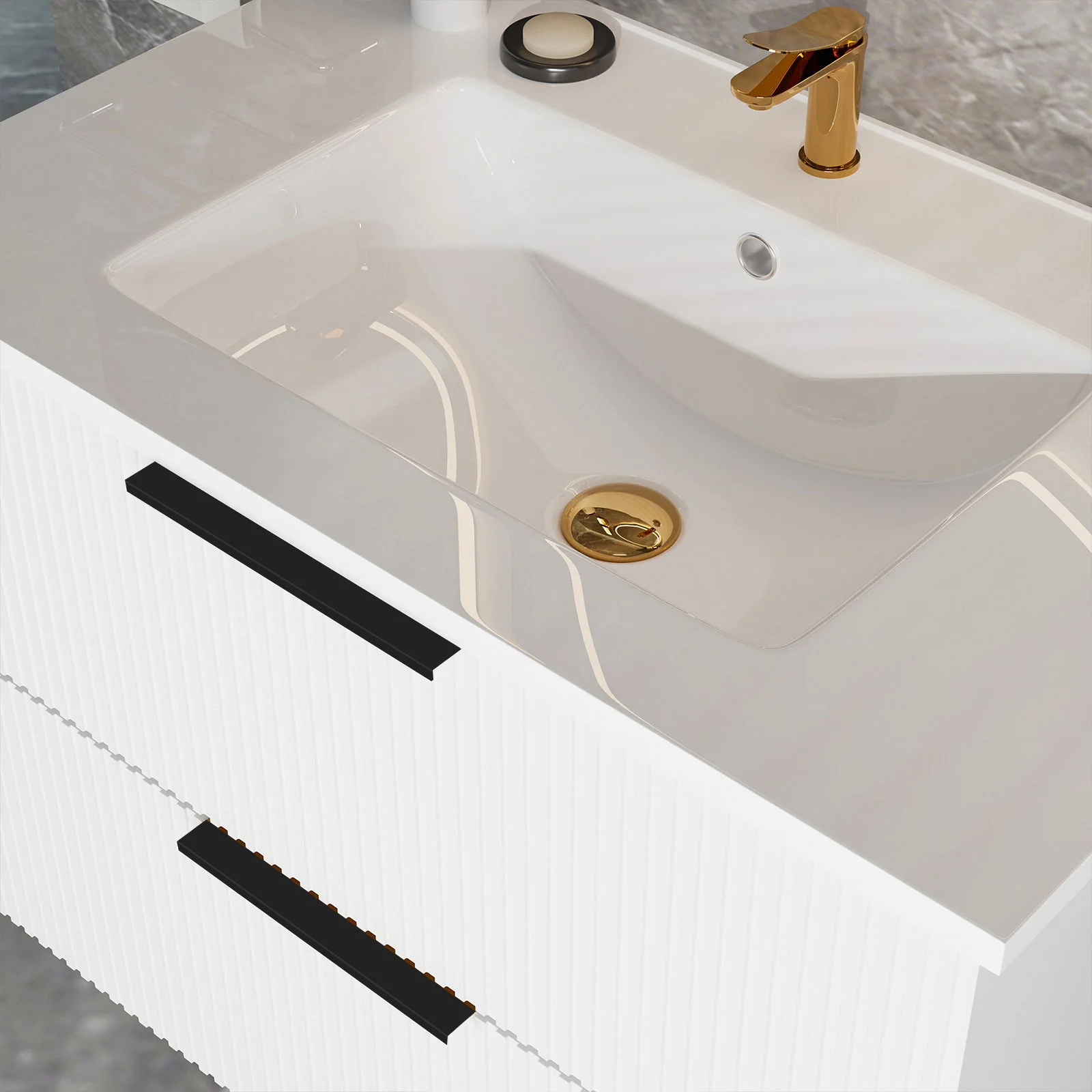 Modern Wall Mounted Floating Bathroom Vanity With Sink And Drawers - Image 15