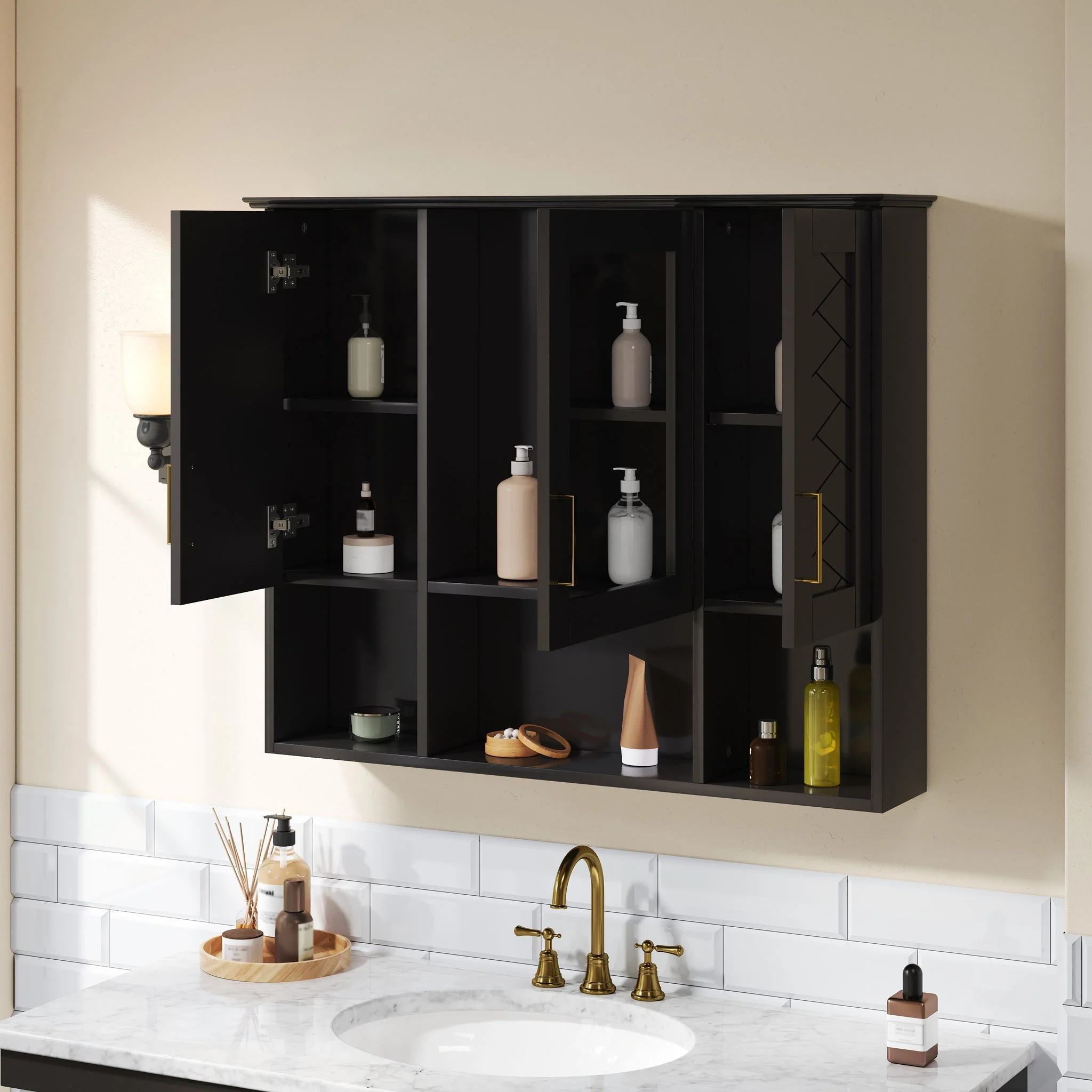 Modern Wall Mounted Medicine Cabinet With Adjustable Shelves, Soft Close Doors, High Define Mirror - Image 16