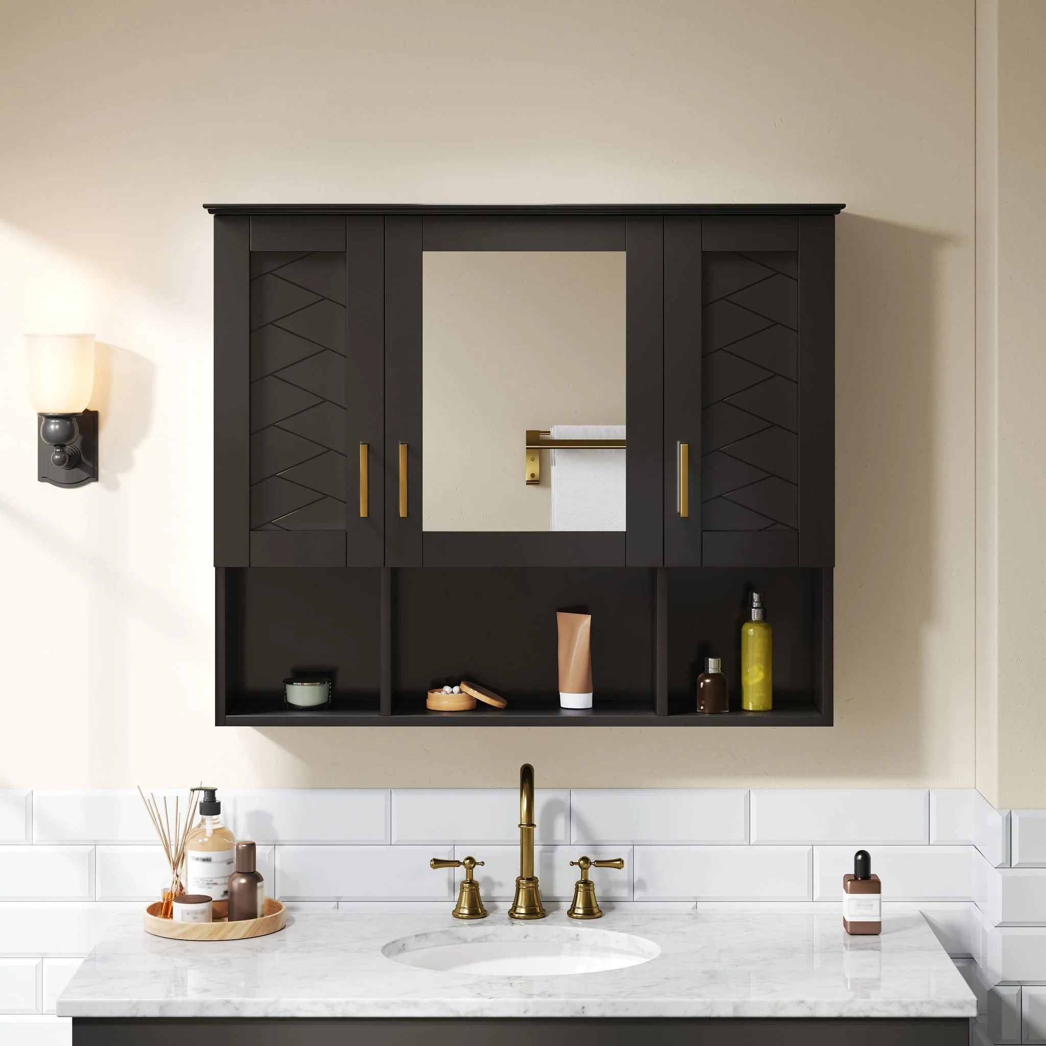 Modern Wall Mounted Medicine Cabinet With Adjustable Shelves, Soft Close Doors, High Define Mirror - Image 19