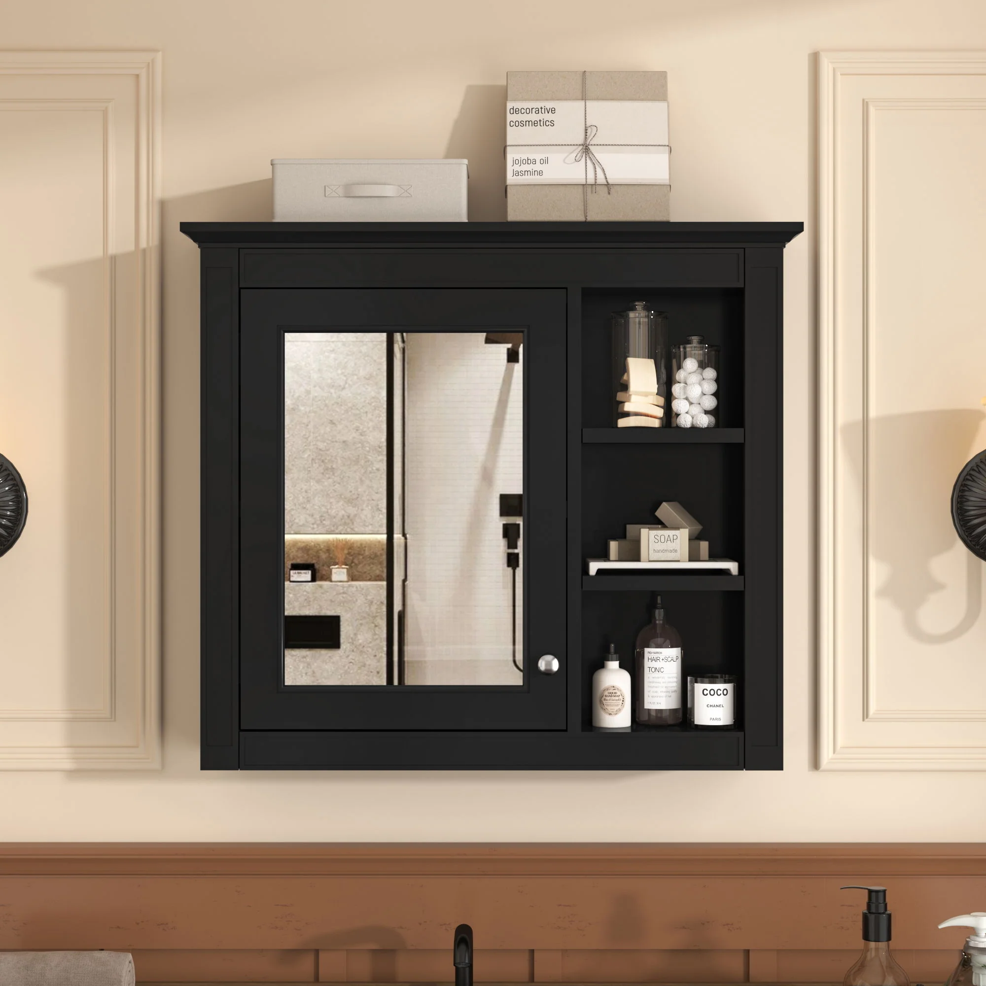 Modern Wall-Mounted Medicine Cabinet With Mirror - Image 4