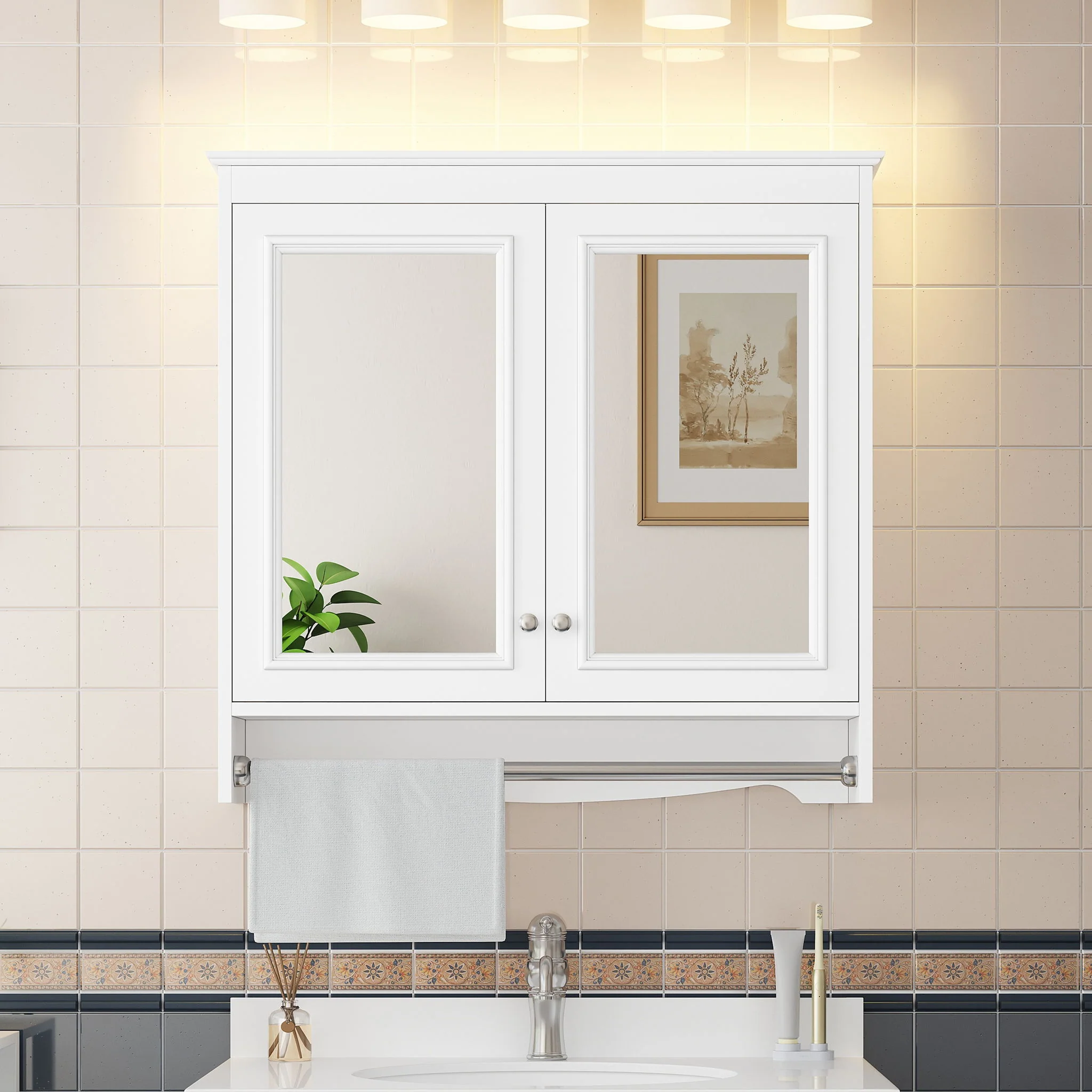 Modern Wall-Mounted Mirror Cabinet With Adjustable Shelves, Soft-Close Doors, High-Definition Mirror - Image 13