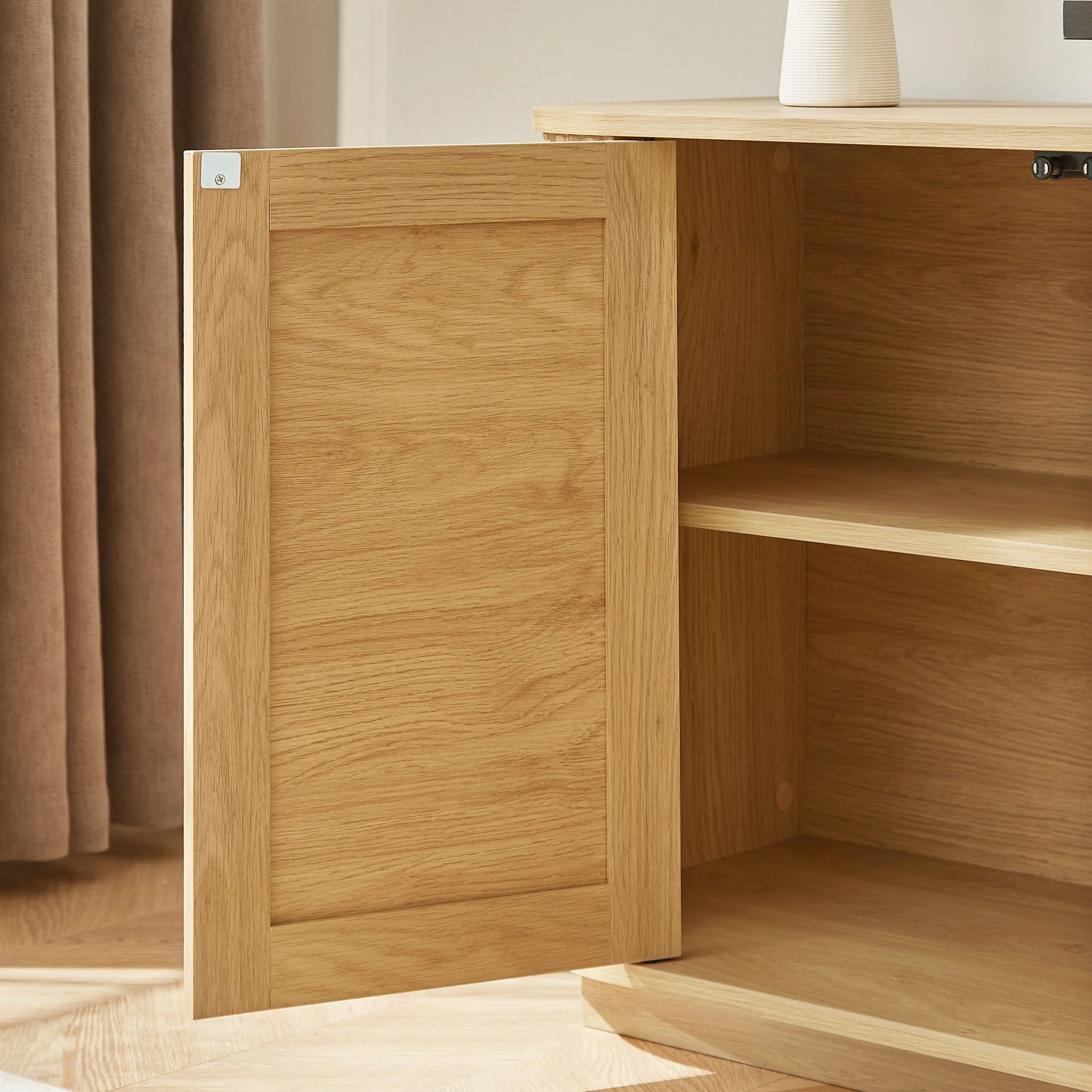 Modern Wavy TV Stand Rounded Sideboard With Storage Cabinet - Image 13