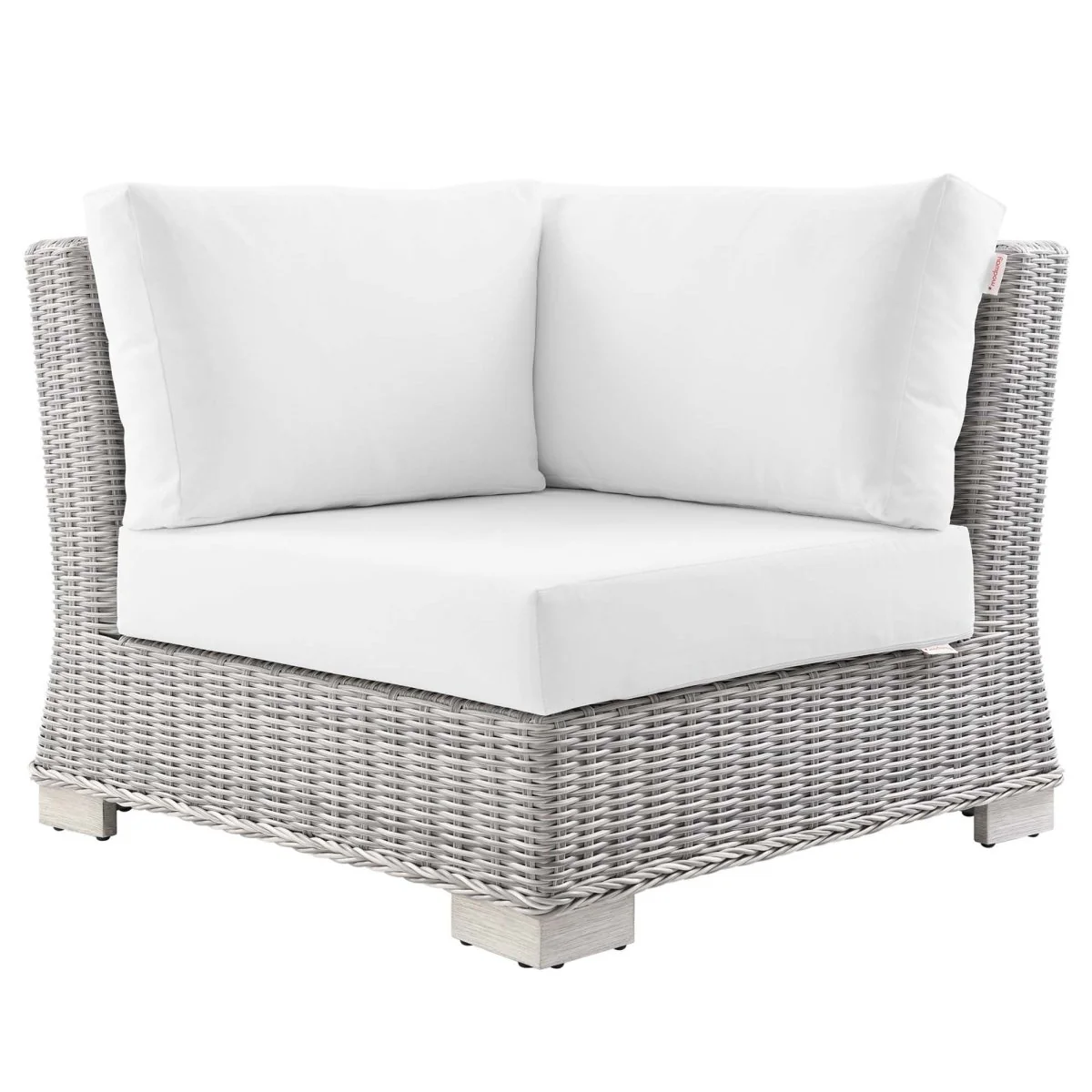 Modern Wicker Rattan Outdoor Corner Chair — Contemporary Woven Patio Seating