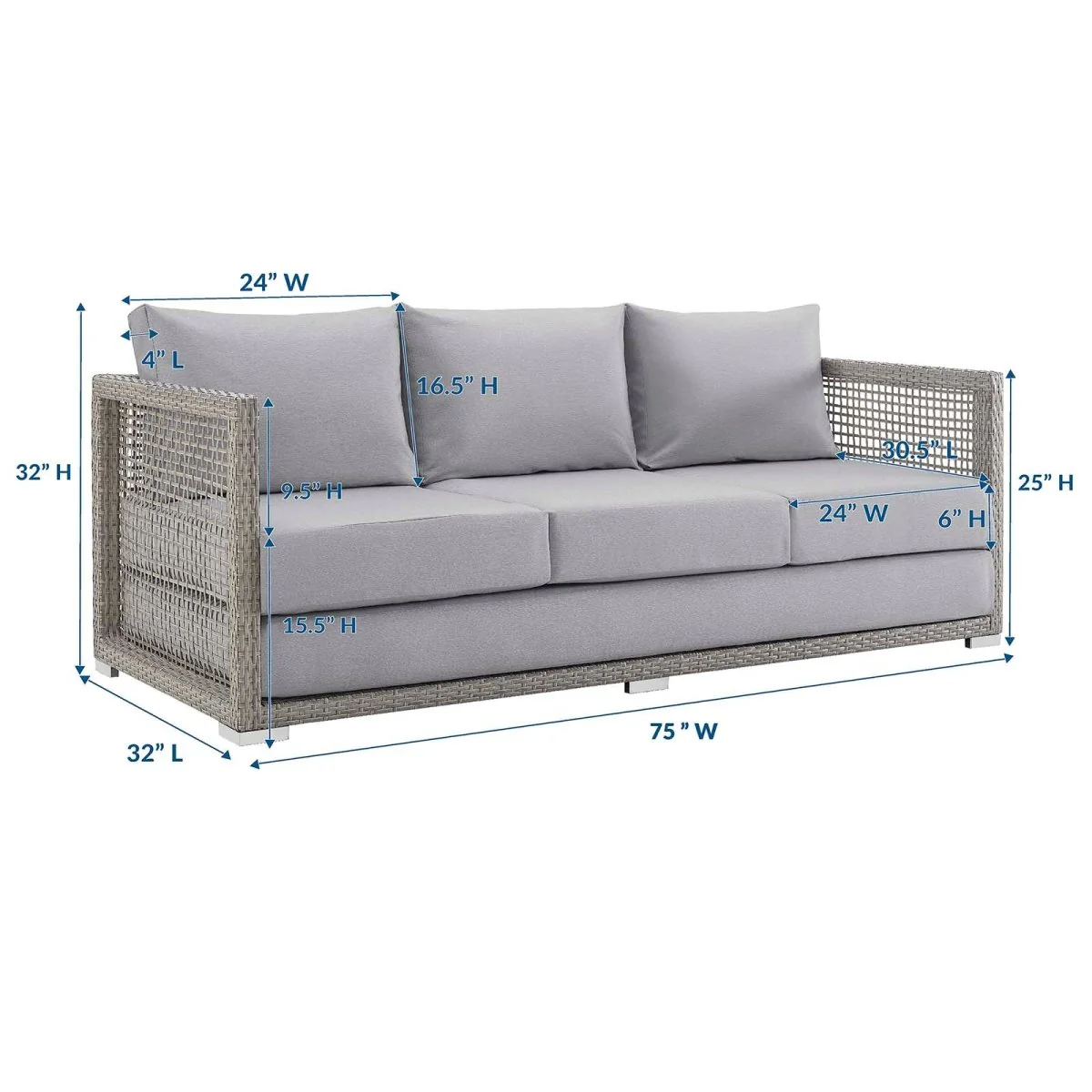Modern Wicker Rattan Outdoor Sofa - Patio Seating, Weather-Resistant Durable Design - Image 18